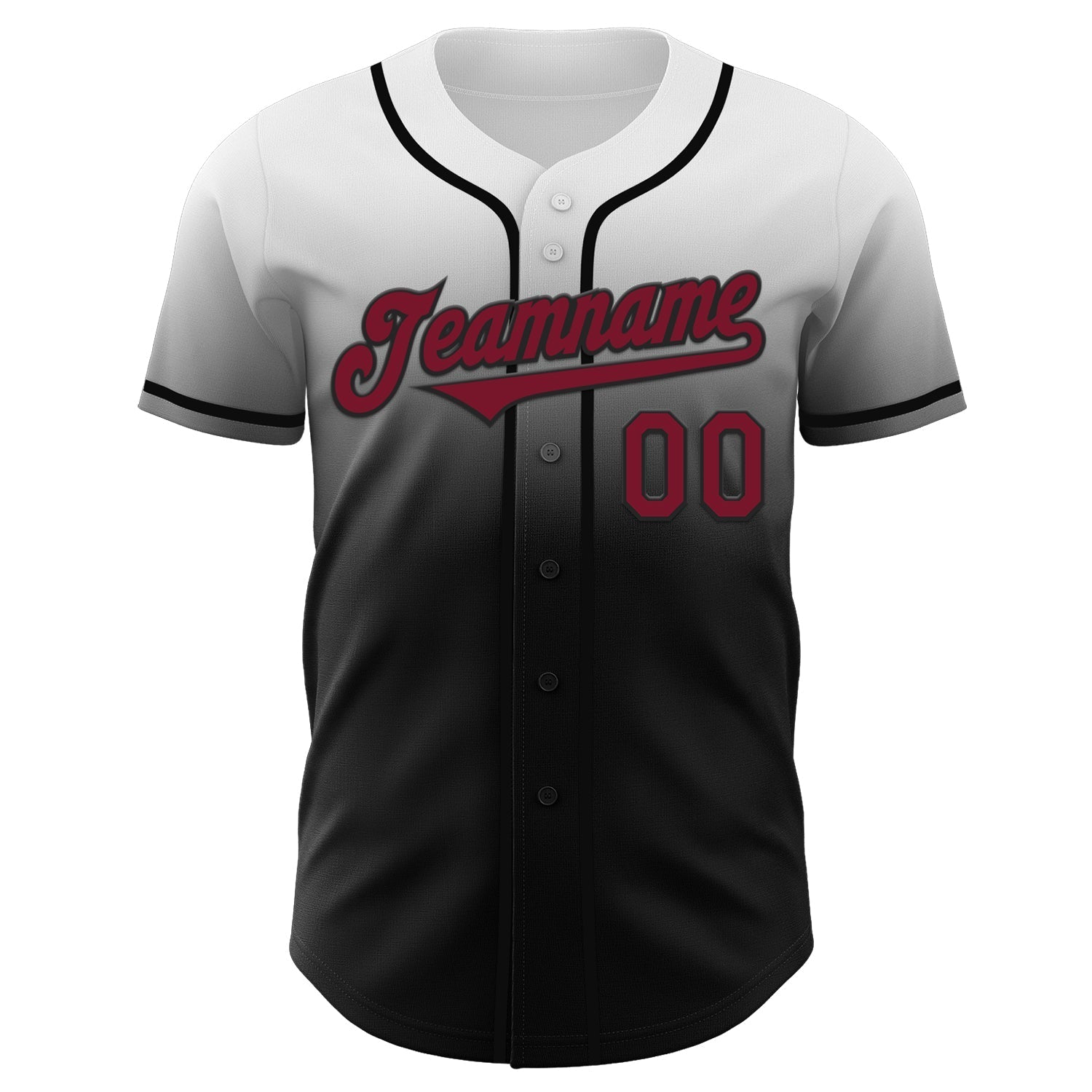 Custom White Crimson-Black Authentic Fade Fashion Baseball Jersey baseball jersey product view 2