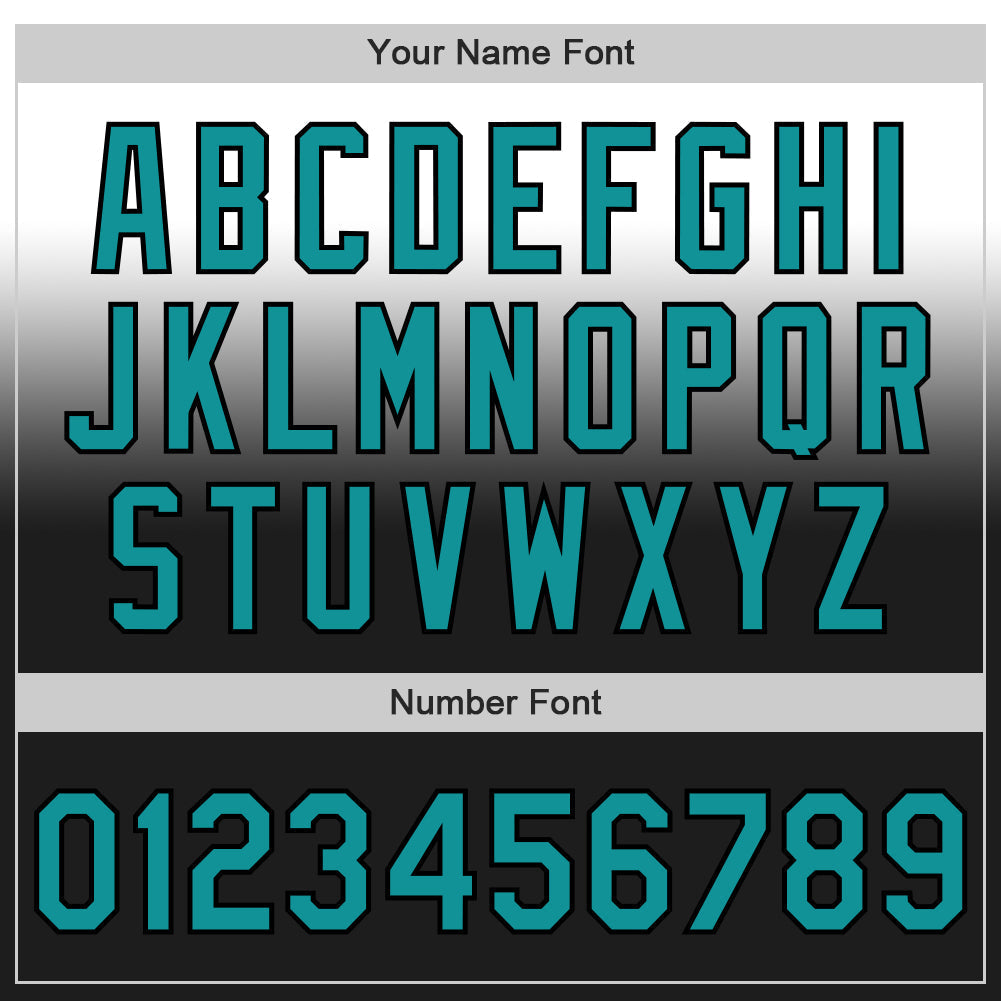 Custom White Teal-Black Authentic Fade Fashion Baseball Jersey baseball jersey product view 5