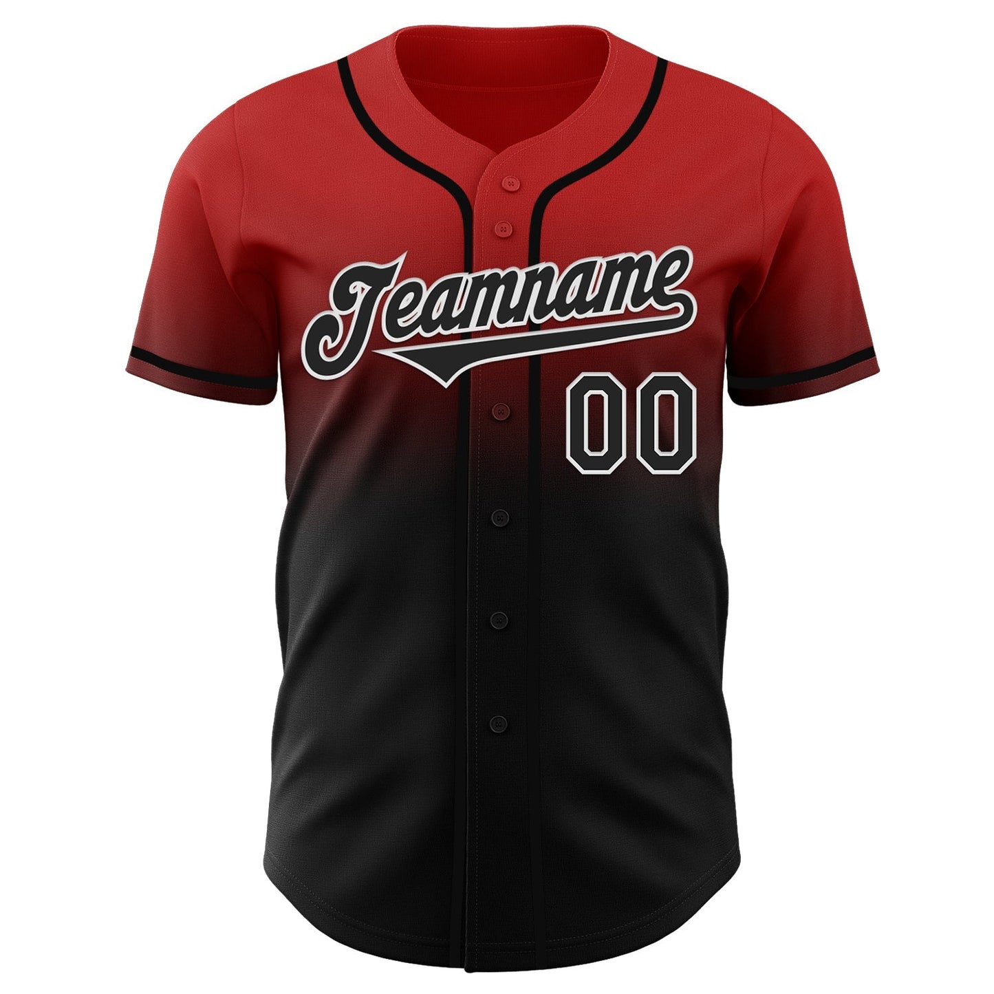 Custom Red Black-White Authentic Fade Fashion Baseball Jersey baseball jersey product view 2