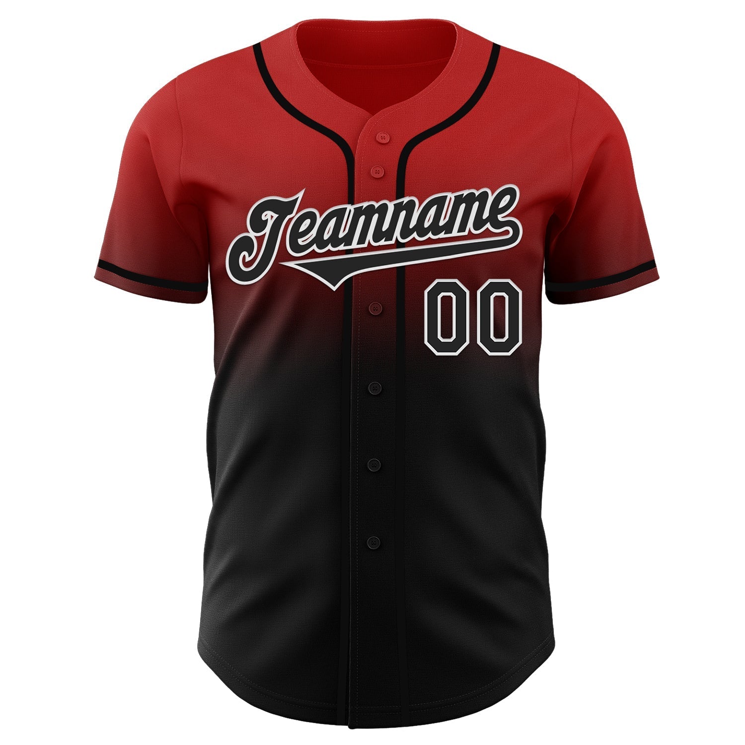 Custom Red Black-White Authentic Fade Fashion Baseball Jersey baseball jersey product view 2