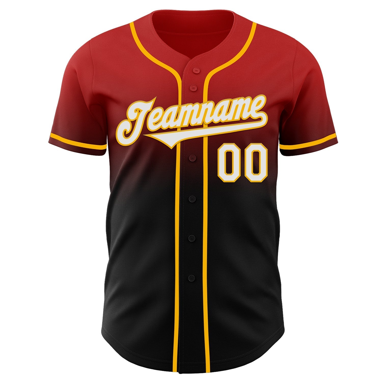 Custom Red Black-Gold Authentic Fade Fashion Baseball Jersey baseball jersey product view 2