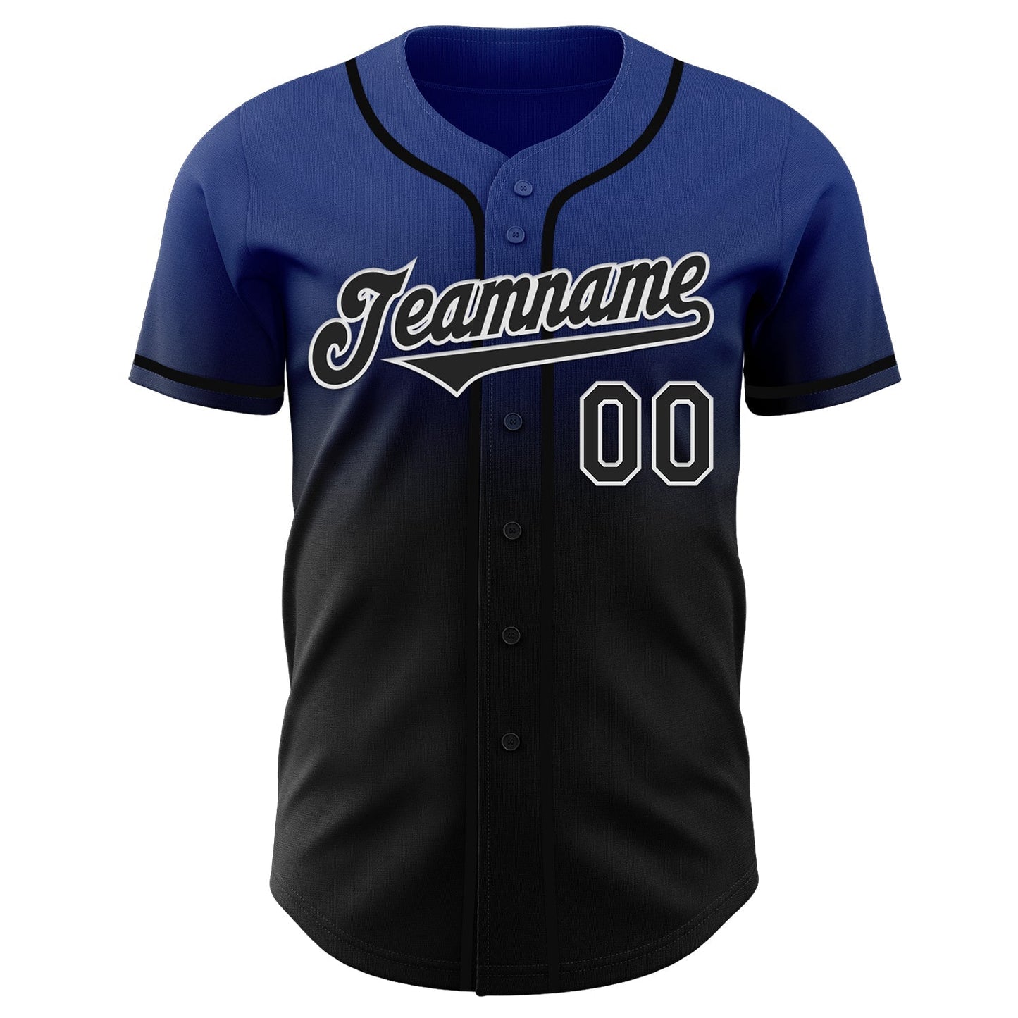 Custom Royal Black-White Authentic Fade Fashion Baseball Jersey baseball jersey product view 2