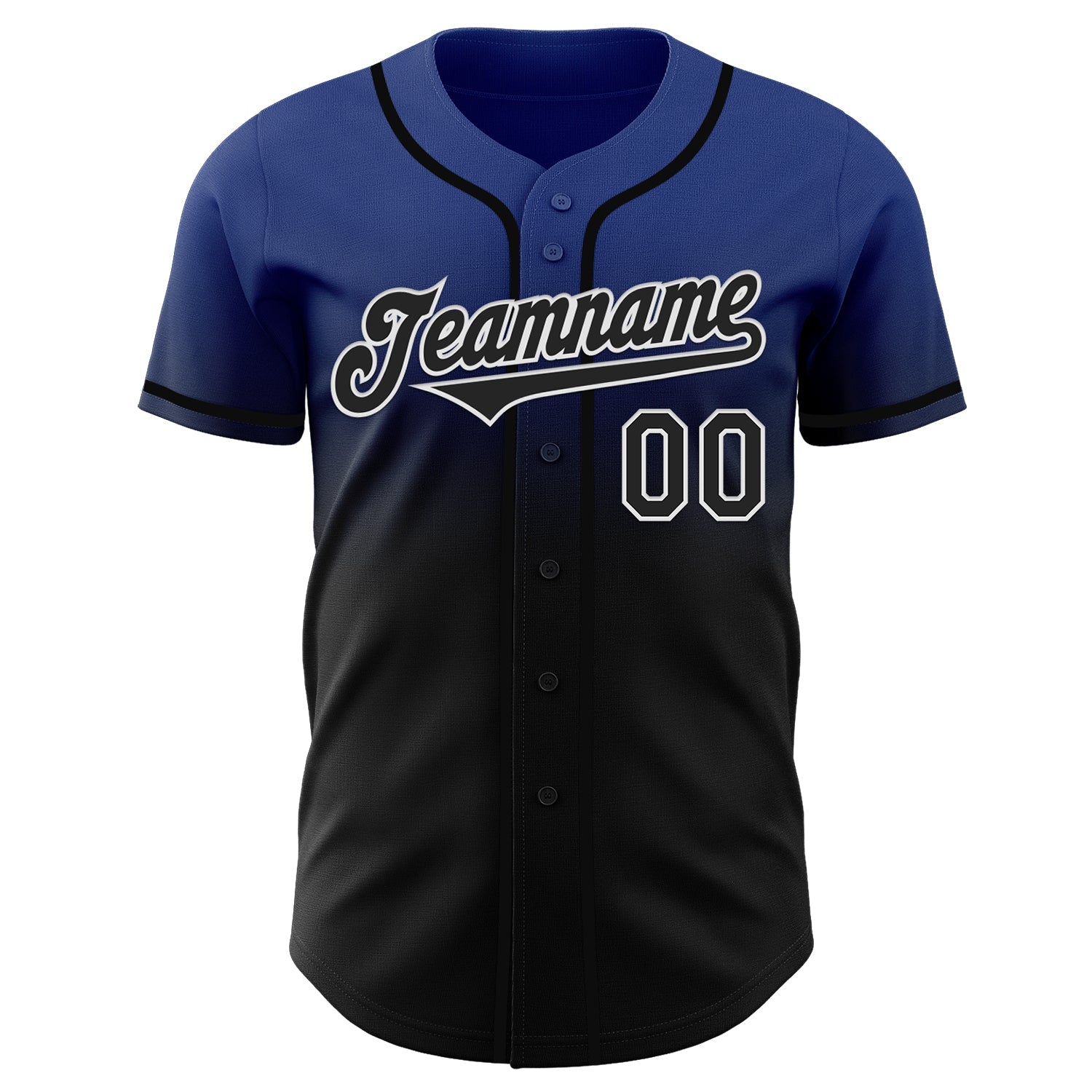 Custom Royal Black-White Authentic Fade Fashion Baseball Jersey baseball jersey product view 2