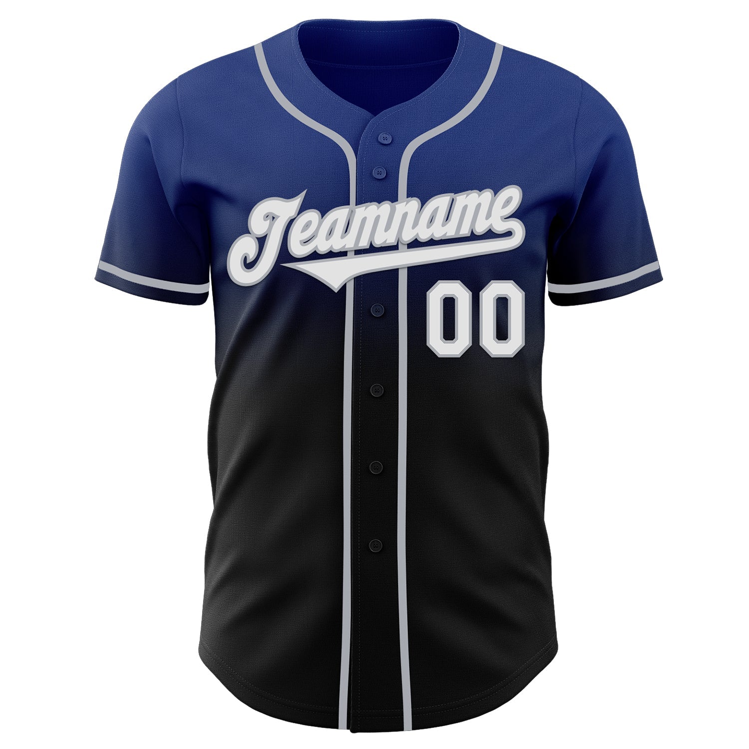 Custom Royal Black-Gray Authentic Fade Fashion Baseball Jersey baseball jersey product view 2