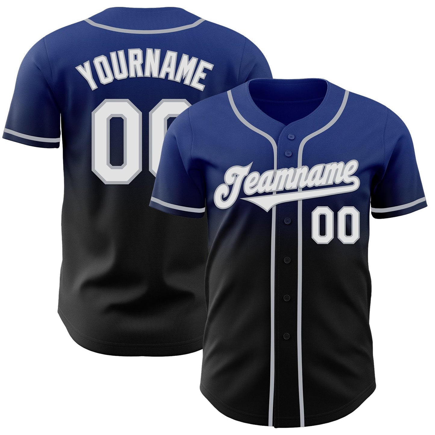 Custom Royal Black-Gray Authentic Fade Fashion Baseball Jersey baseball jersey product view 1