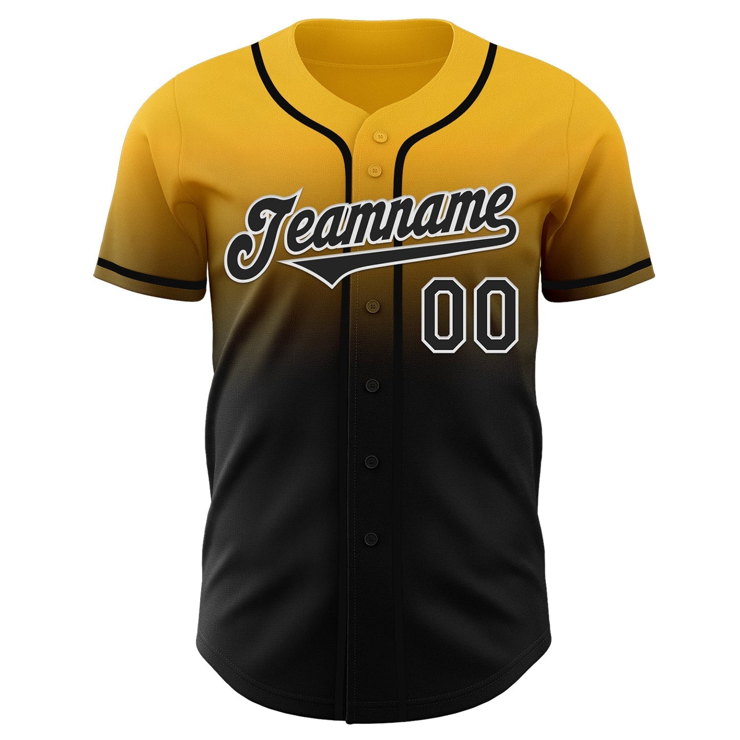 Custom Gold Black-White Authentic Fade Fashion Baseball Jersey baseball jersey product view 2