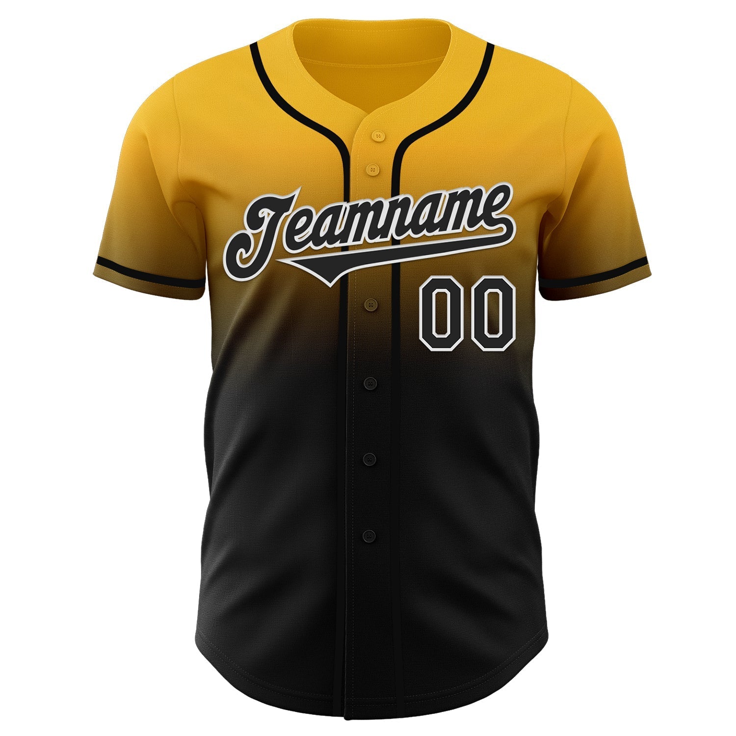 Custom Gold Black-White Authentic Fade Fashion Baseball Jersey baseball jersey product view 2