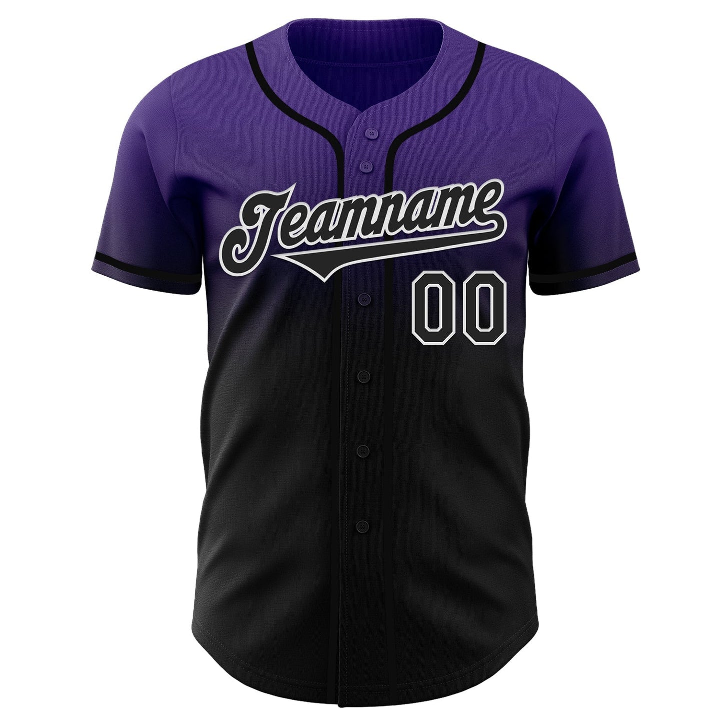 Custom Purple Black-White Authentic Fade Fashion Baseball Jersey baseball jersey product view 2
