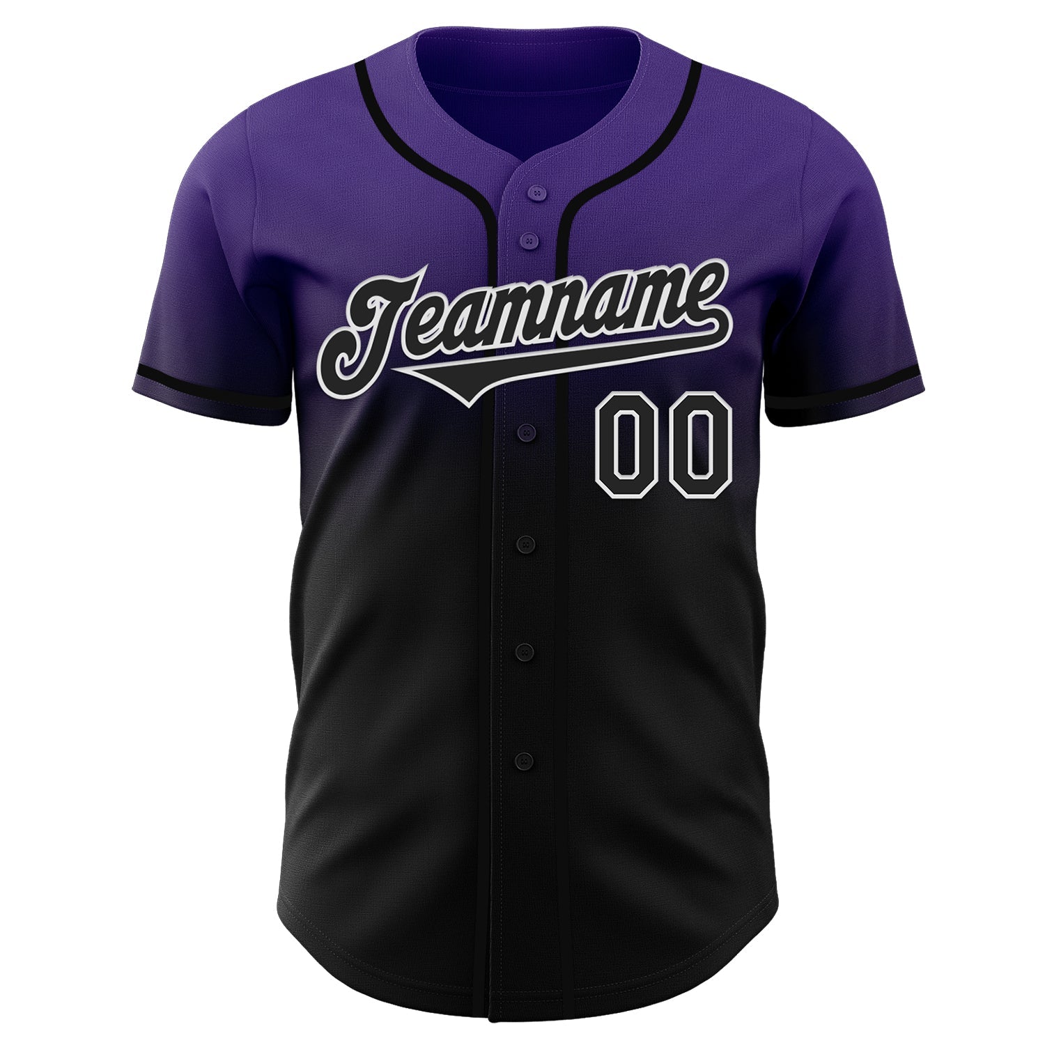 Custom Purple Black-White Authentic Fade Fashion Baseball Jersey baseball jersey product view 2