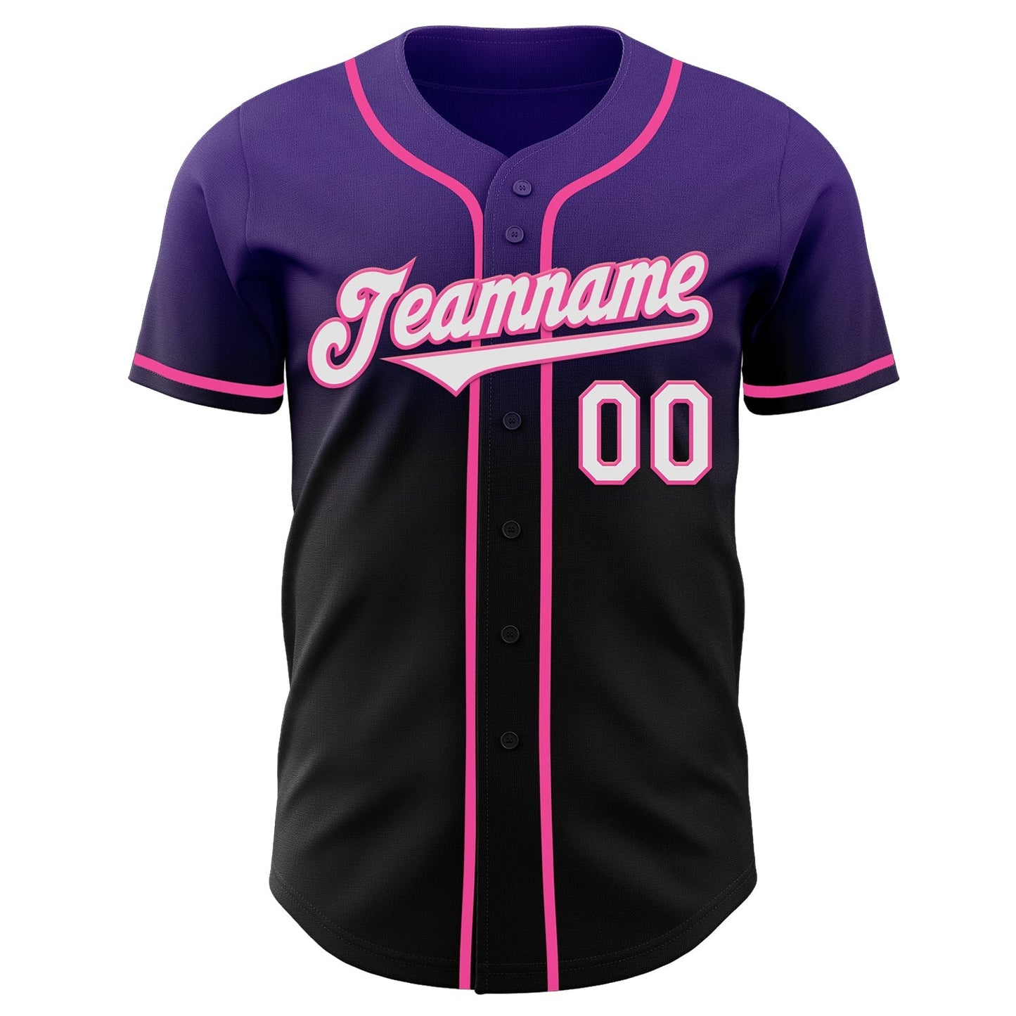 Custom Purple Black-Pink Authentic Fade Fashion Baseball Jersey baseball jersey product view 2
