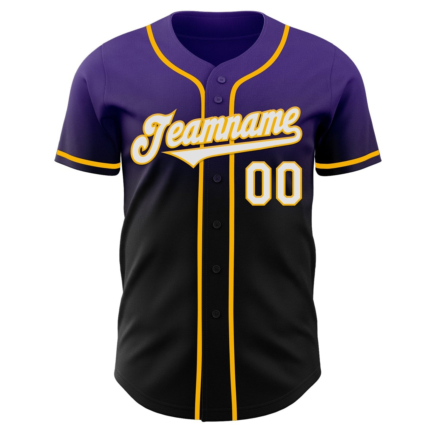 Custom Purple Black-Gold Authentic Fade Fashion Baseball Jersey baseball jersey product view 2