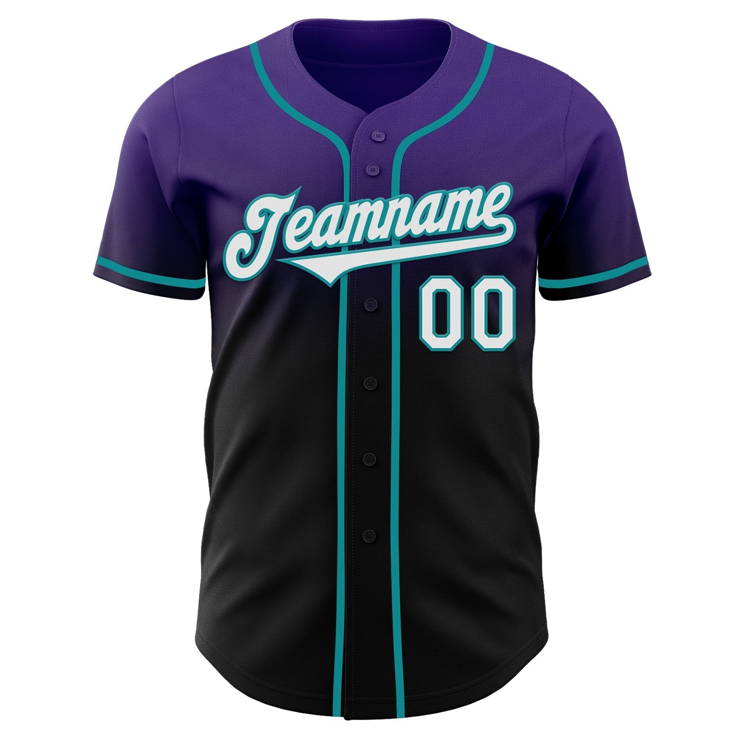 Custom Purple Black-Teal Authentic Fade Fashion Baseball Jersey baseball jersey product view 2