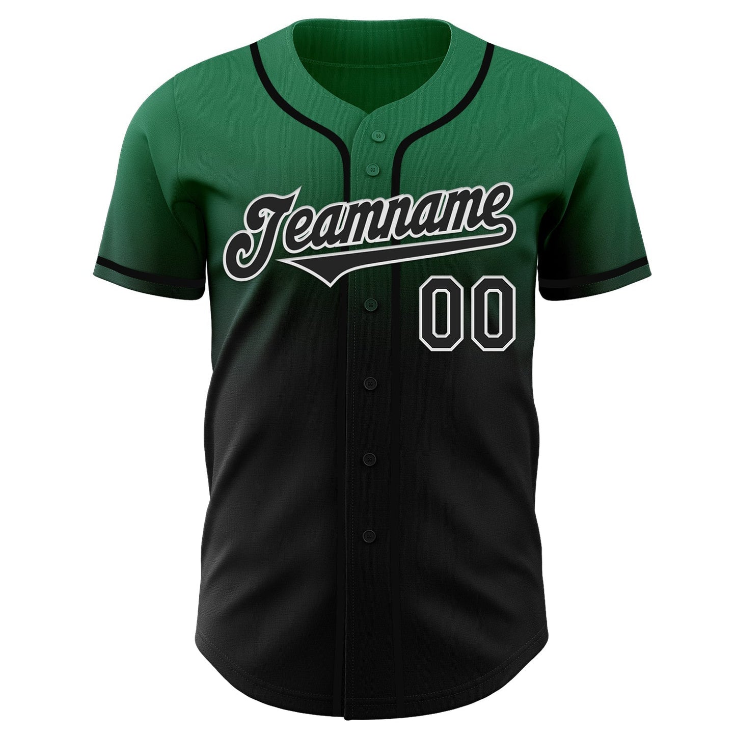 Custom Kelly Green Black-White Authentic Fade Fashion Baseball Jersey baseball jersey product view 2