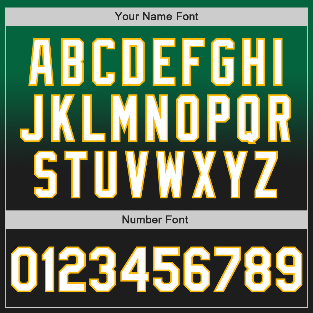 Custom Kelly Green Black-Gold Authentic Fade Fashion Baseball Jersey baseball jersey product view 5