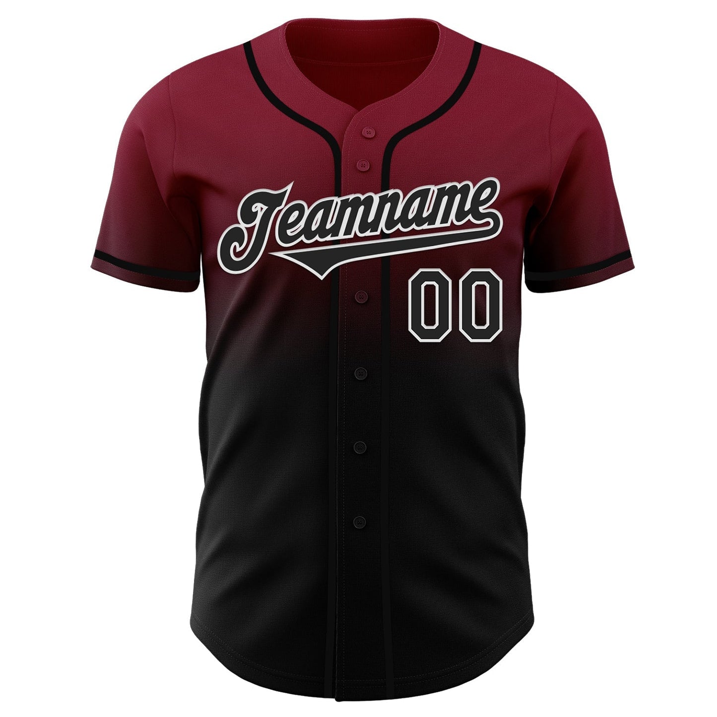 Custom Crimson Black-White Authentic Fade Fashion Baseball Jersey baseball jersey product view 2