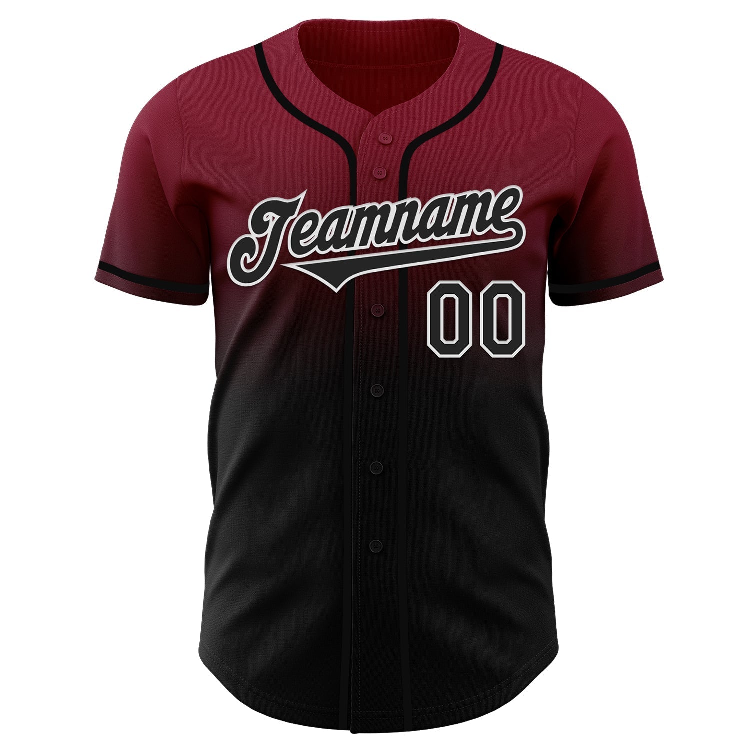 Custom Crimson Black-White Authentic Fade Fashion Baseball Jersey baseball jersey product view 2