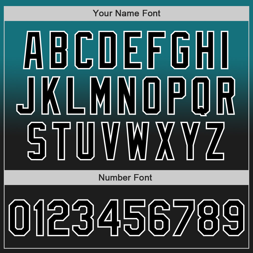 Custom Teal Black-White Authentic Fade Fashion Baseball Jersey baseball jersey product view 5
