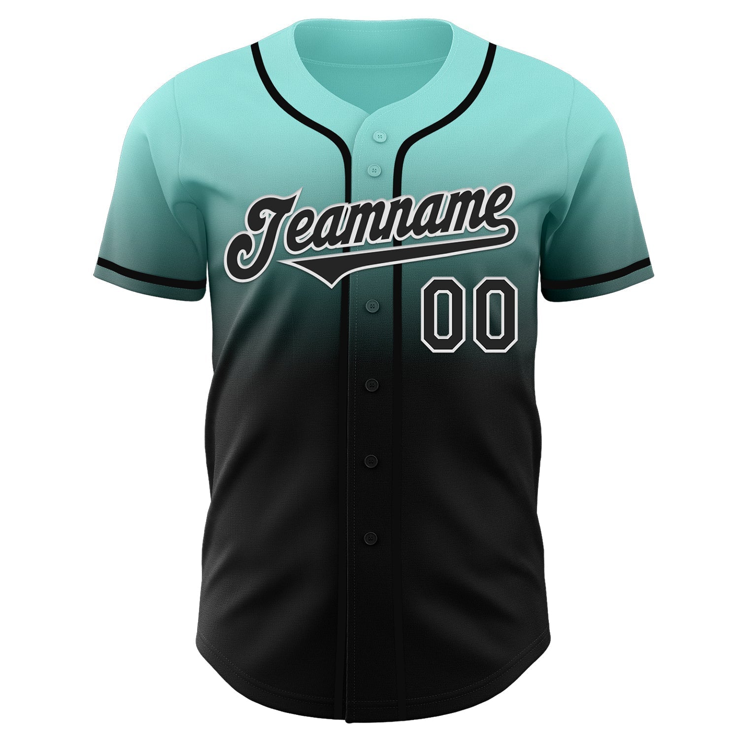 Custom Ice Blue Black-White Authentic Fade Fashion Baseball Jersey baseball jersey product view 2