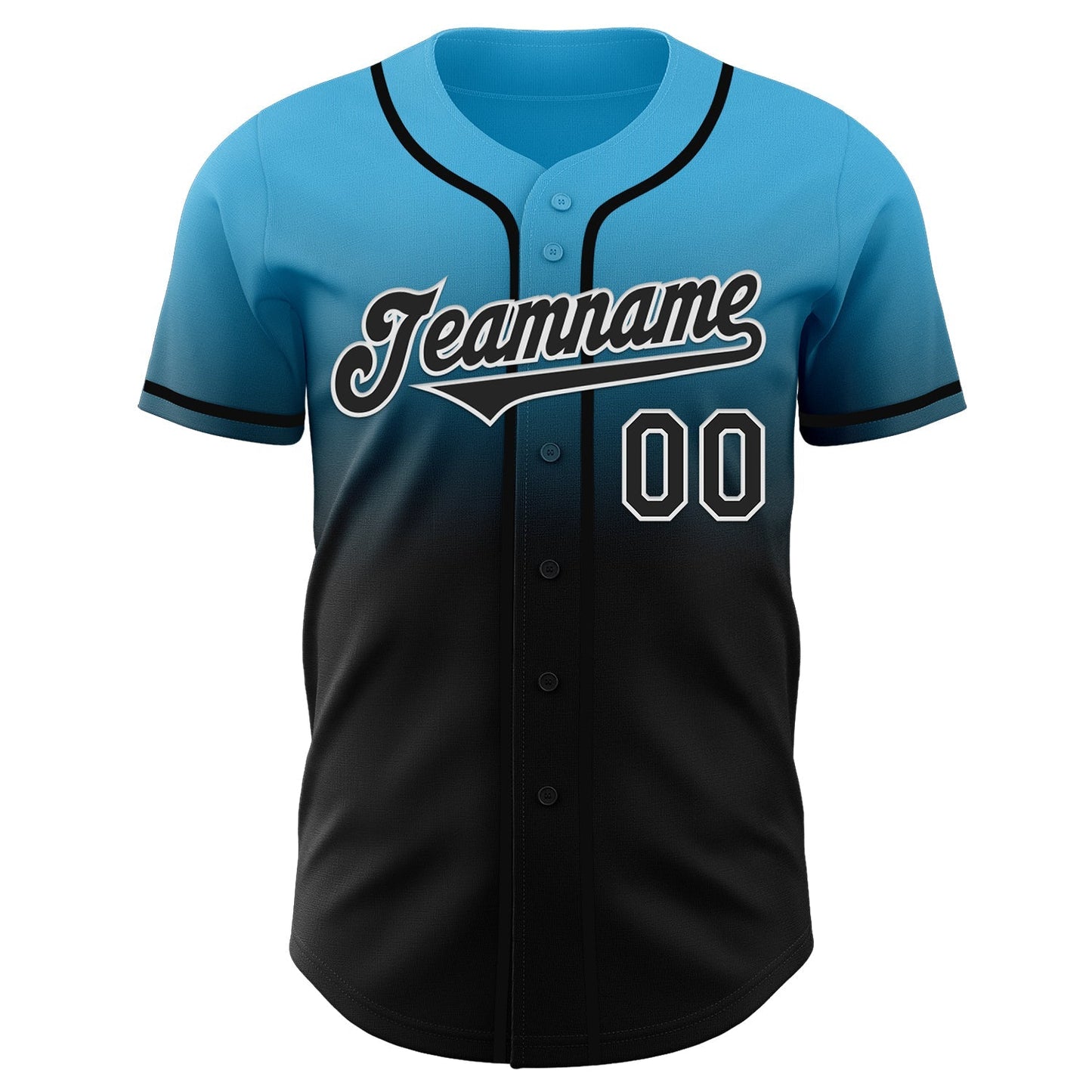 Custom Sky Blue Black-White Authentic Fade Fashion Baseball Jersey baseball jersey product view 2