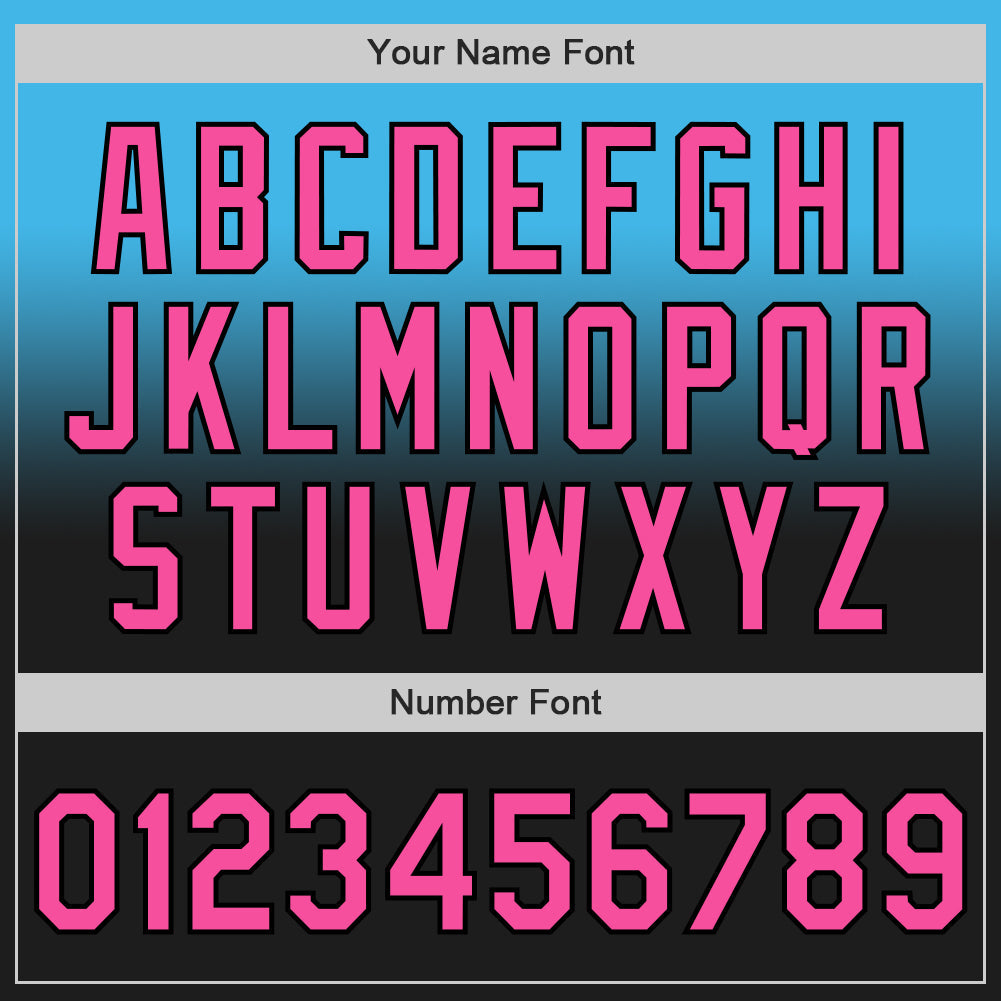 Custom Sky Blue Pink-Black Authentic Fade Fashion Baseball Jersey baseball jersey product view 5