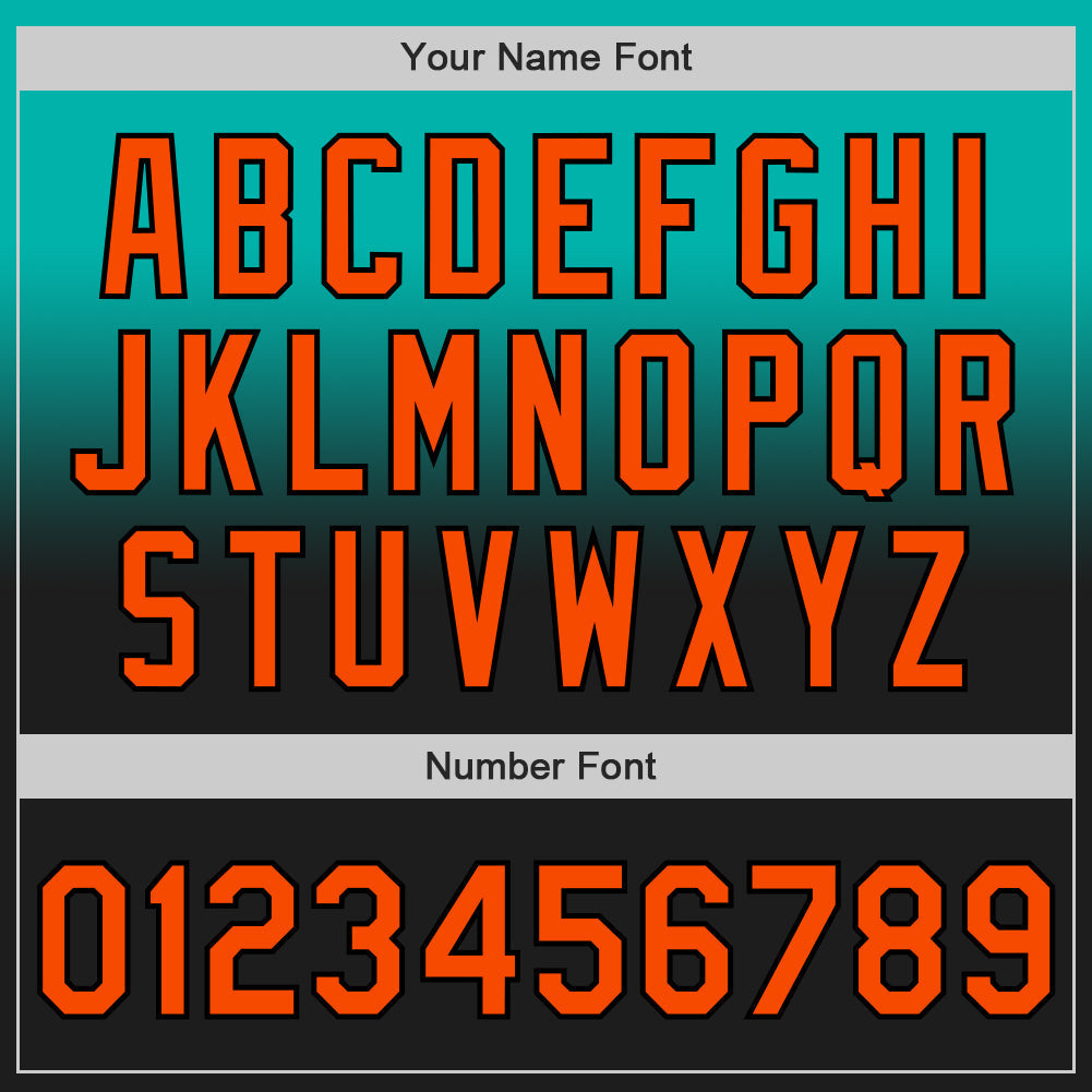 Custom Aqua Orange-Black Authentic Fade Fashion Baseball Jersey baseball jersey product view 5