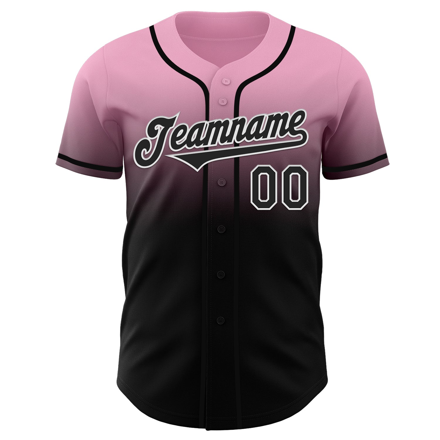 Custom Light Pink Black-White Authentic Fade Fashion Baseball Jersey baseball jersey product view 2