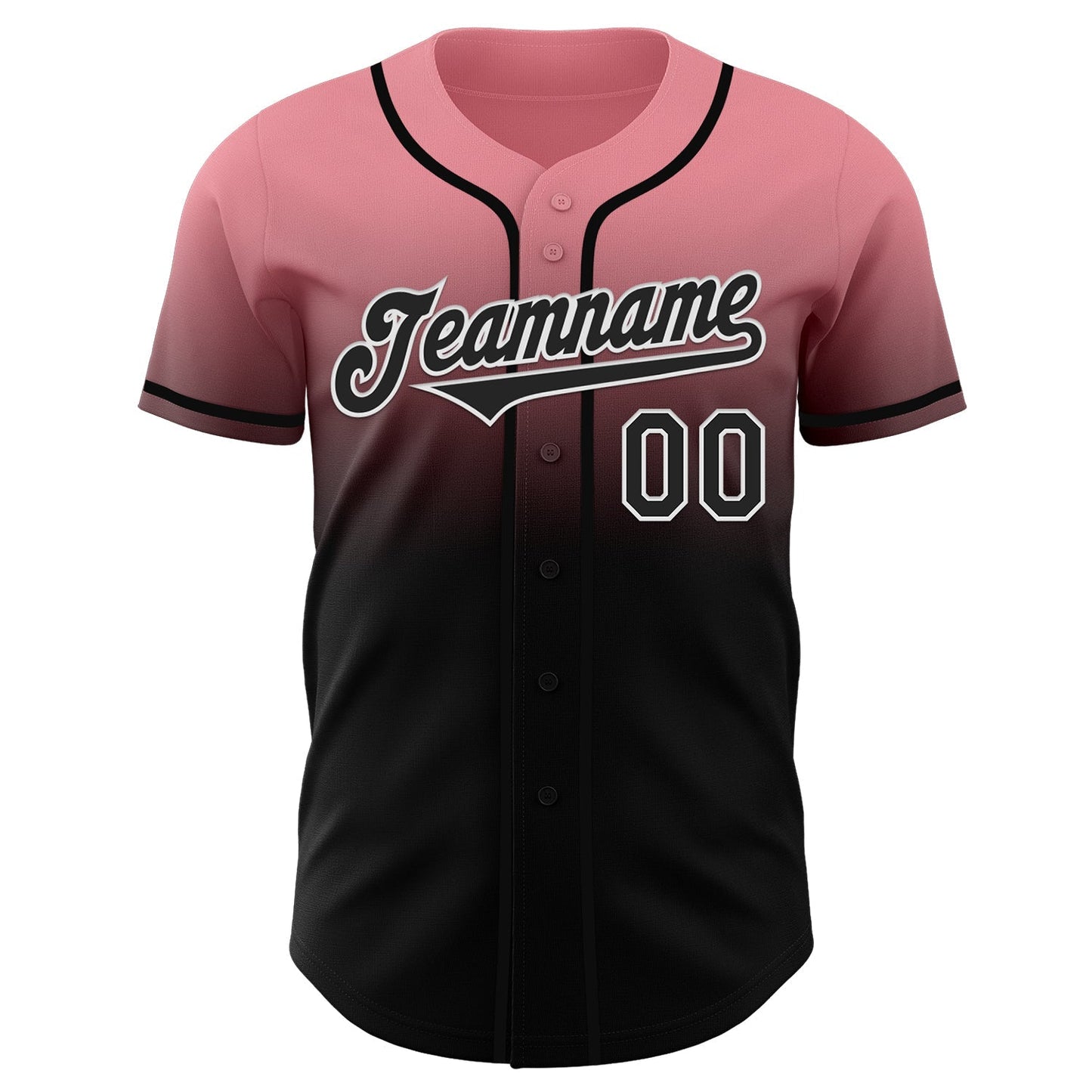 Custom Medium Pink Black-White Authentic Fade Fashion Baseball Jersey baseball jersey product view 2