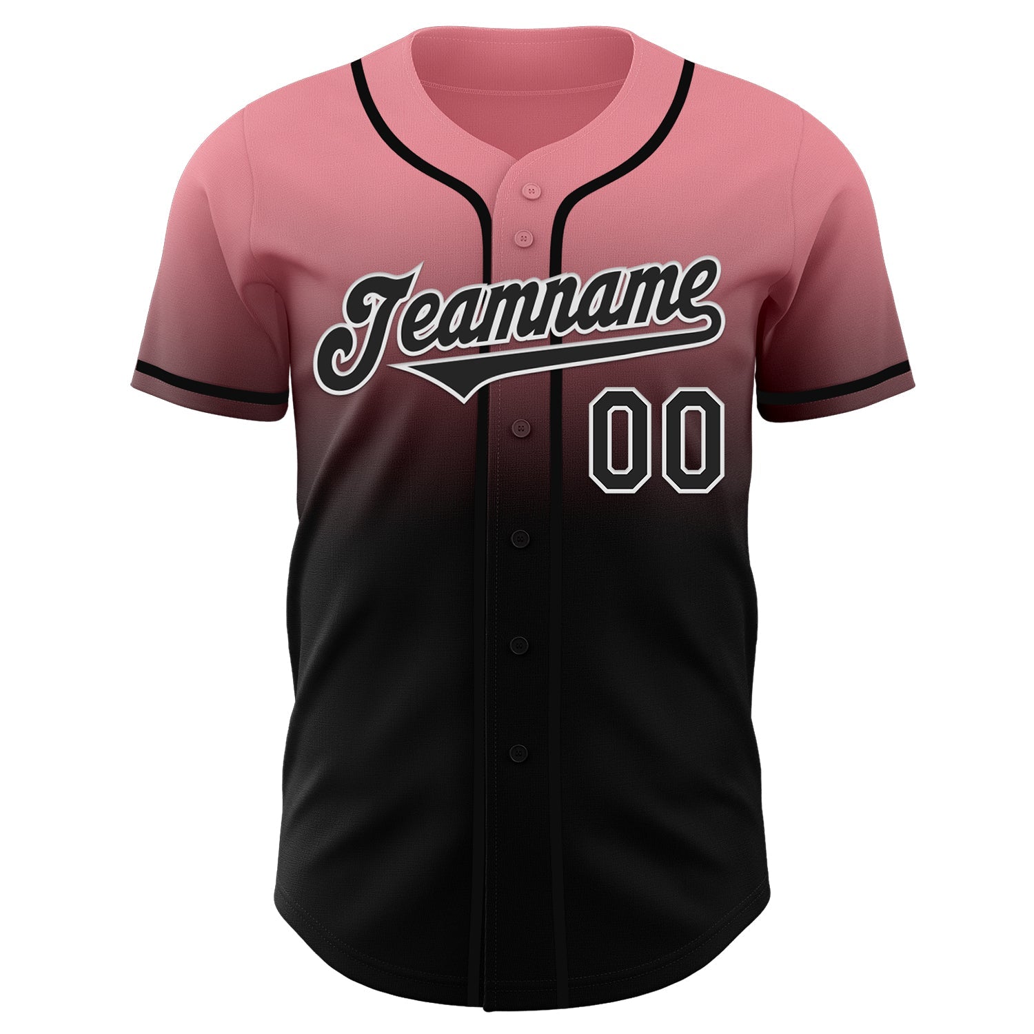 Custom Medium Pink Black-White Authentic Fade Fashion Baseball Jersey baseball jersey product view 2