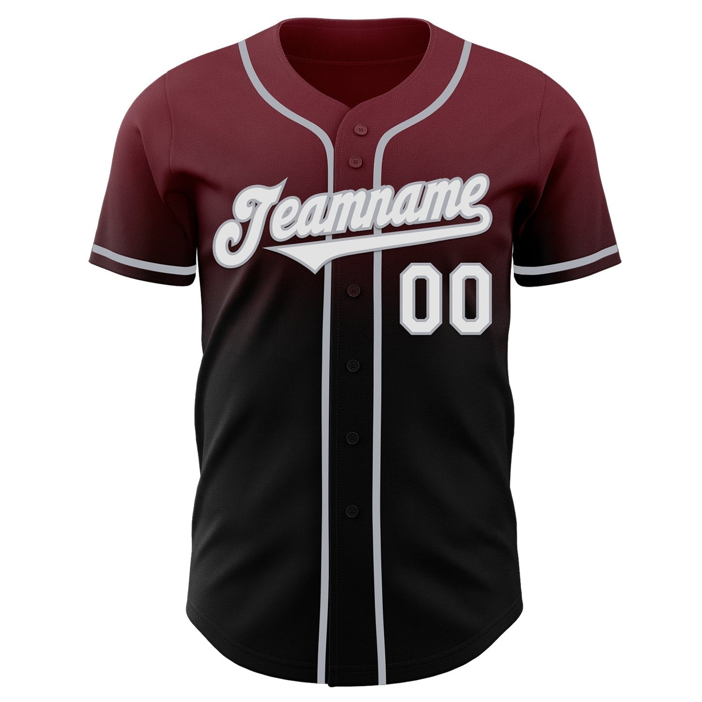 Custom Burgundy Black-Gray Authentic Fade Fashion Baseball Jersey baseball jersey product view 2