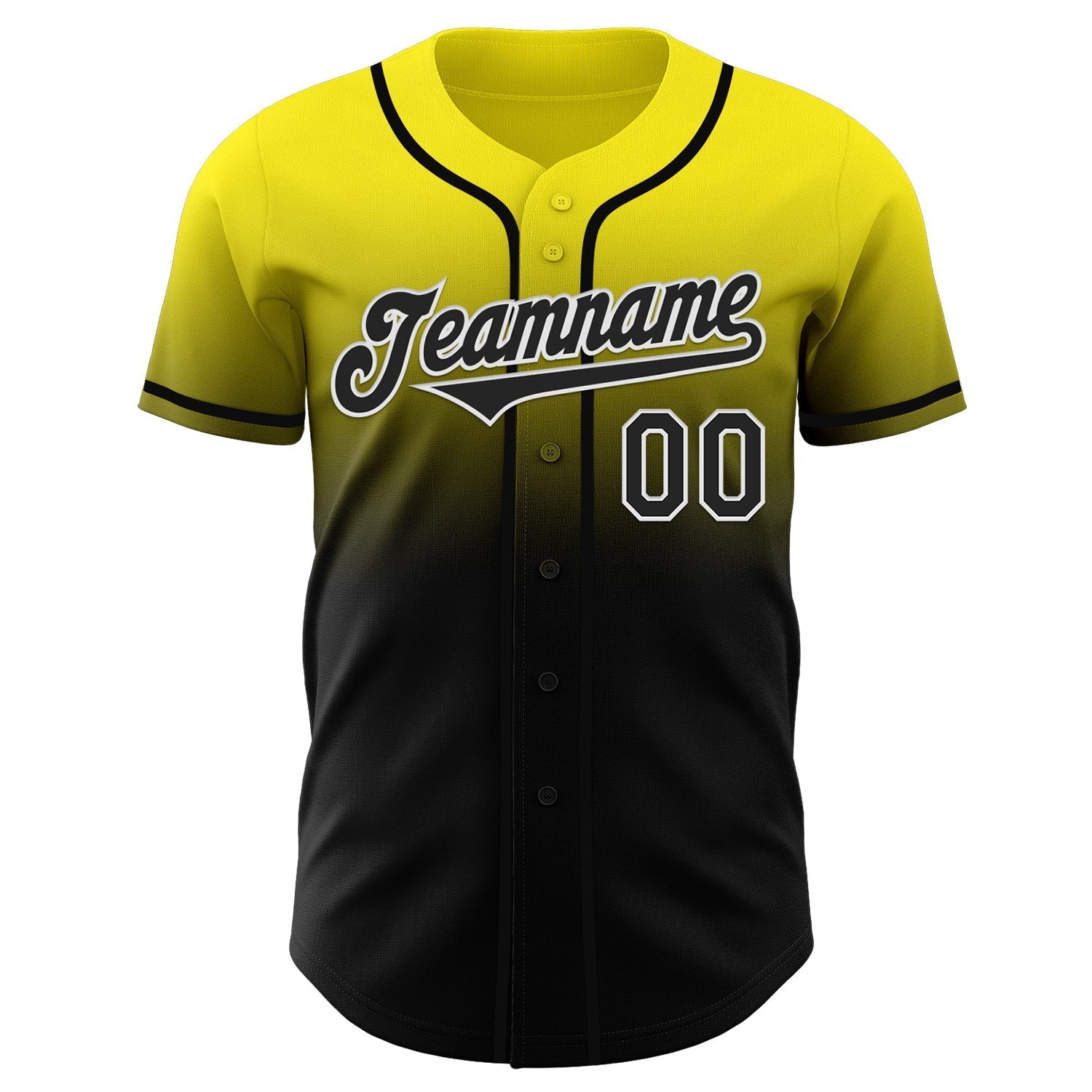Custom Light Yellow Black-White Authentic Fade Fashion Baseball Jersey baseball jersey product view 2