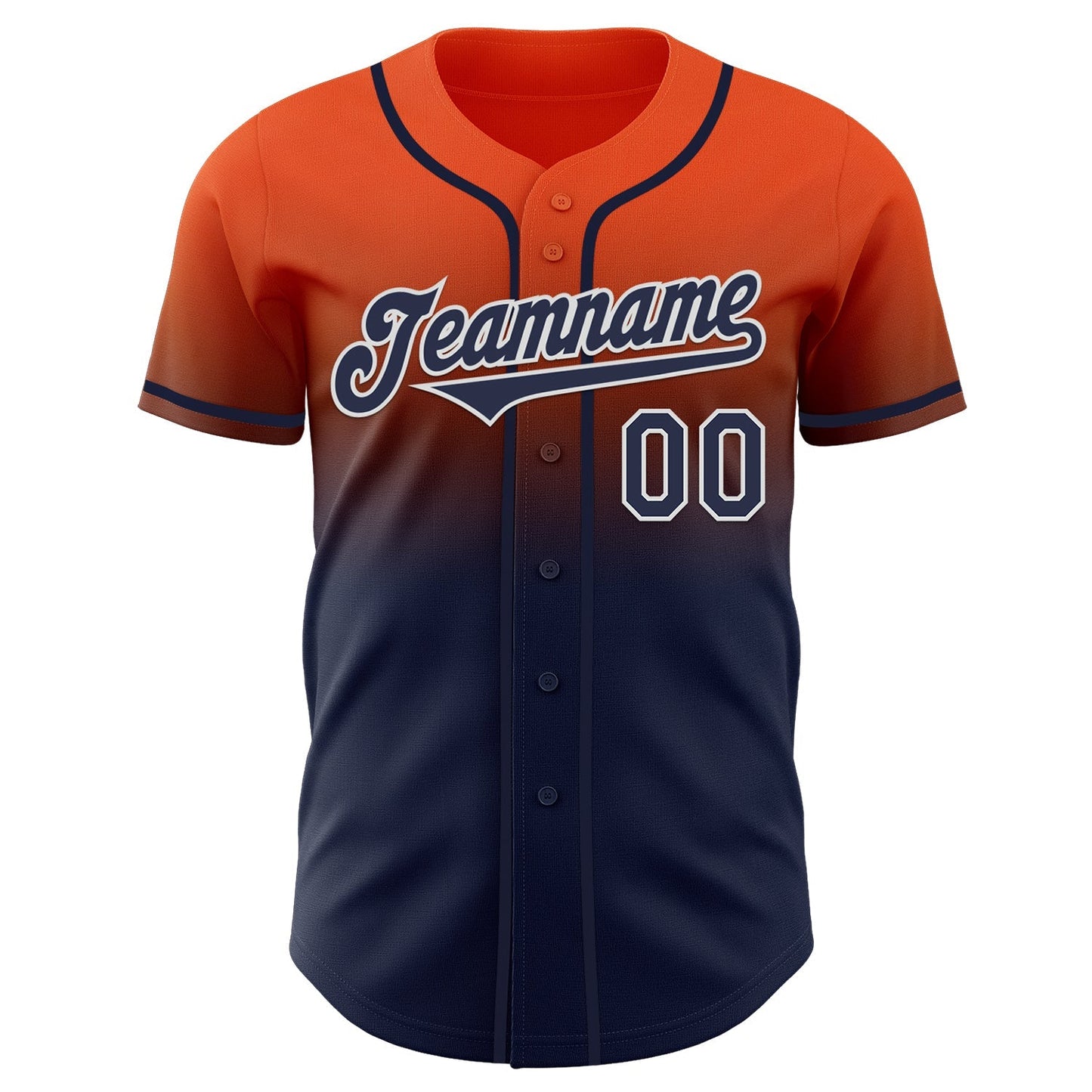Custom Orange Navy-White Authentic Fade Fashion Baseball Jersey baseball jersey product view 2