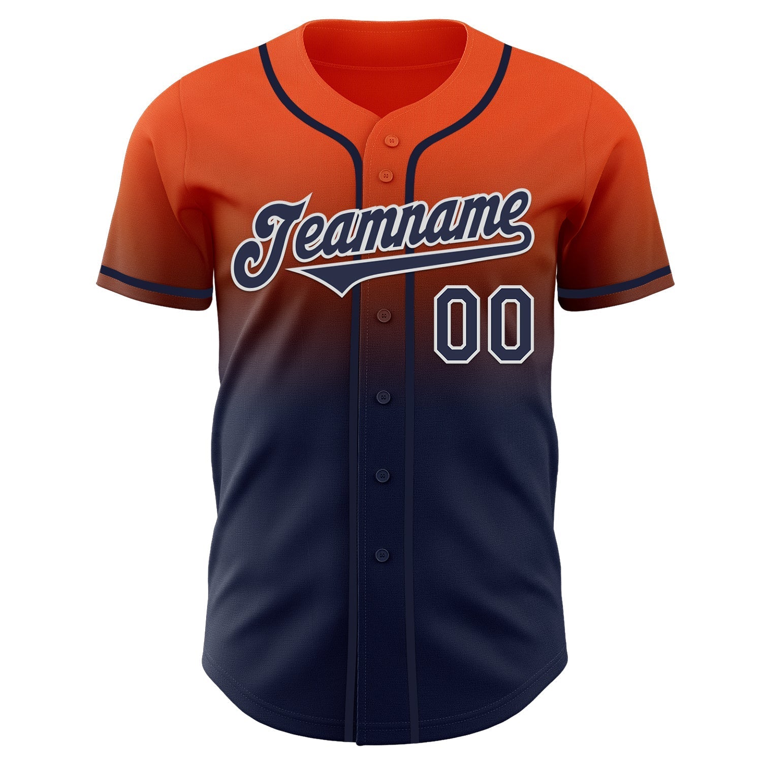 Custom Orange Navy-White Authentic Fade Fashion Baseball Jersey baseball jersey product view 2