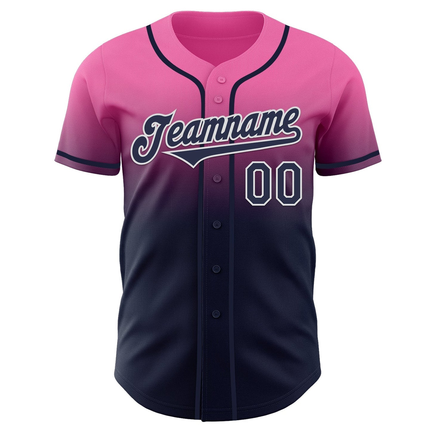 Custom Pink Navy-White Authentic Fade Fashion Baseball Jersey baseball jersey product view 2