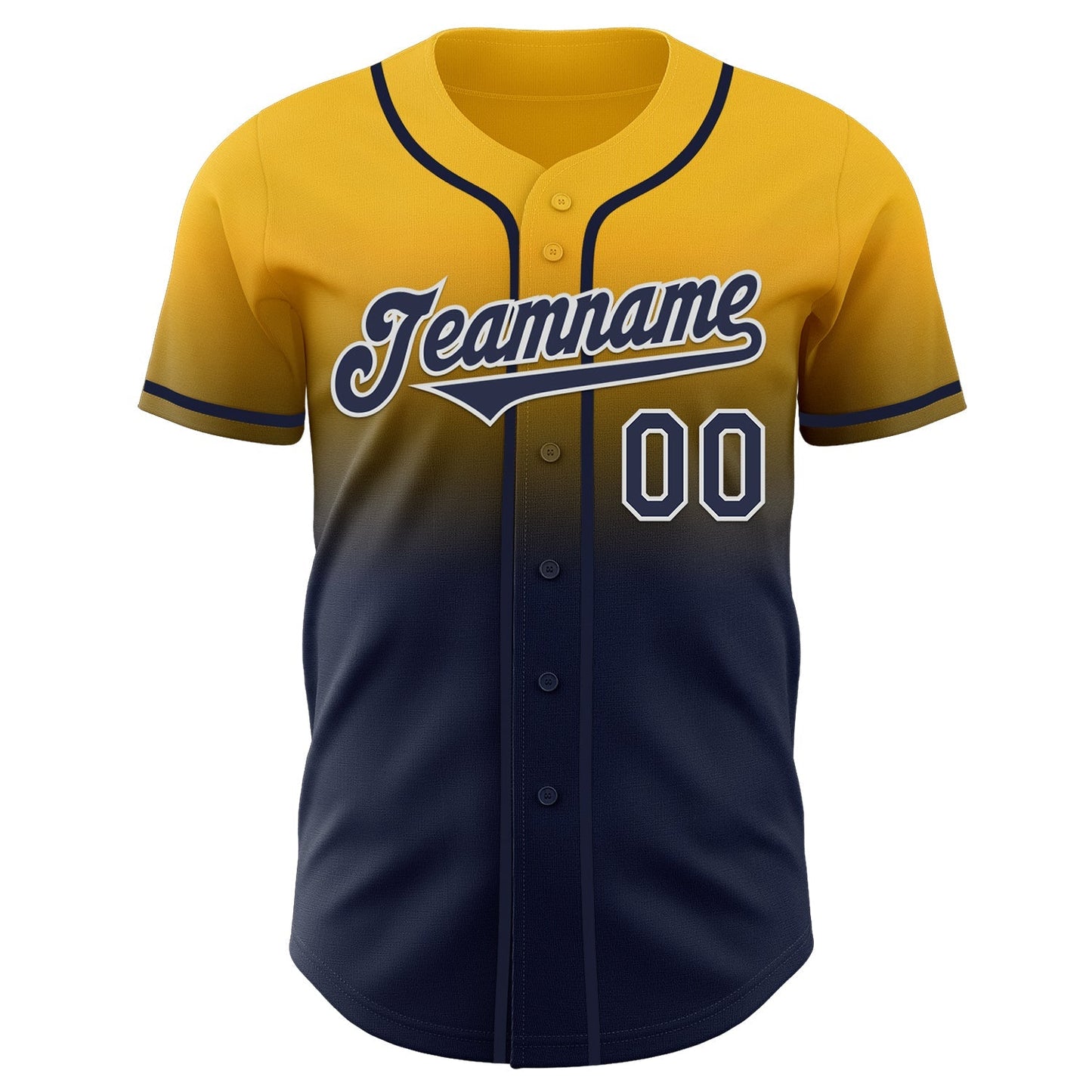 Custom Gold Navy-White Authentic Fade Fashion Baseball Jersey baseball jersey product view 2