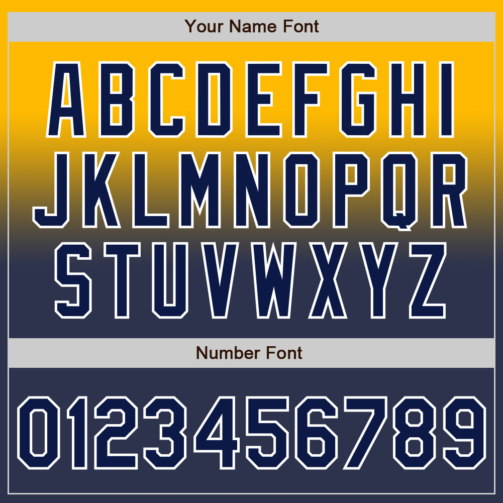 Custom Gold Navy-White Authentic Fade Fashion Baseball Jersey baseball jersey product view 5
