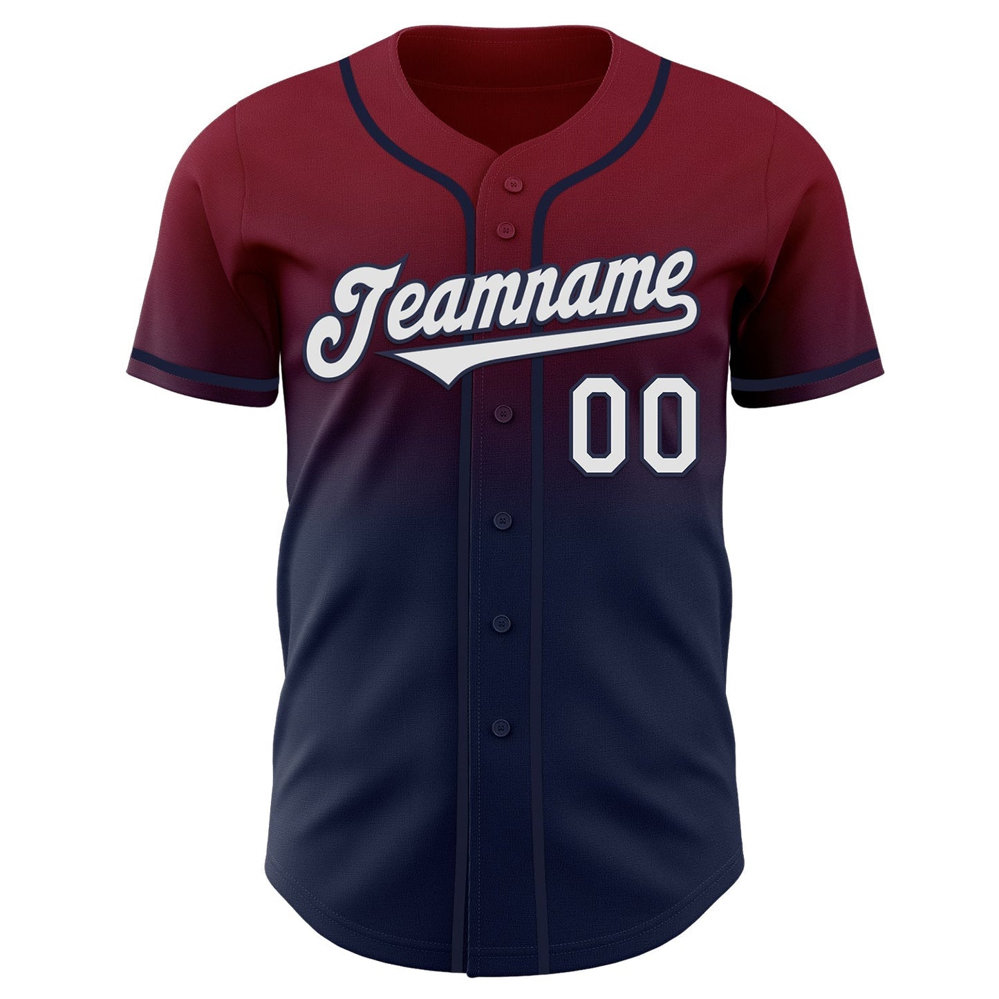 Custom Crimson White-Navy Authentic Fade Fashion Baseball Jersey baseball jersey product view 2