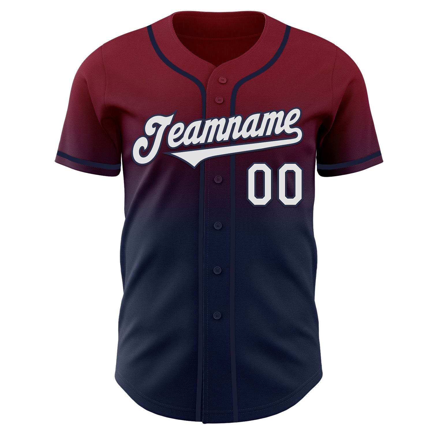 Custom Crimson White-Navy Authentic Fade Fashion Baseball Jersey baseball jersey product view 2