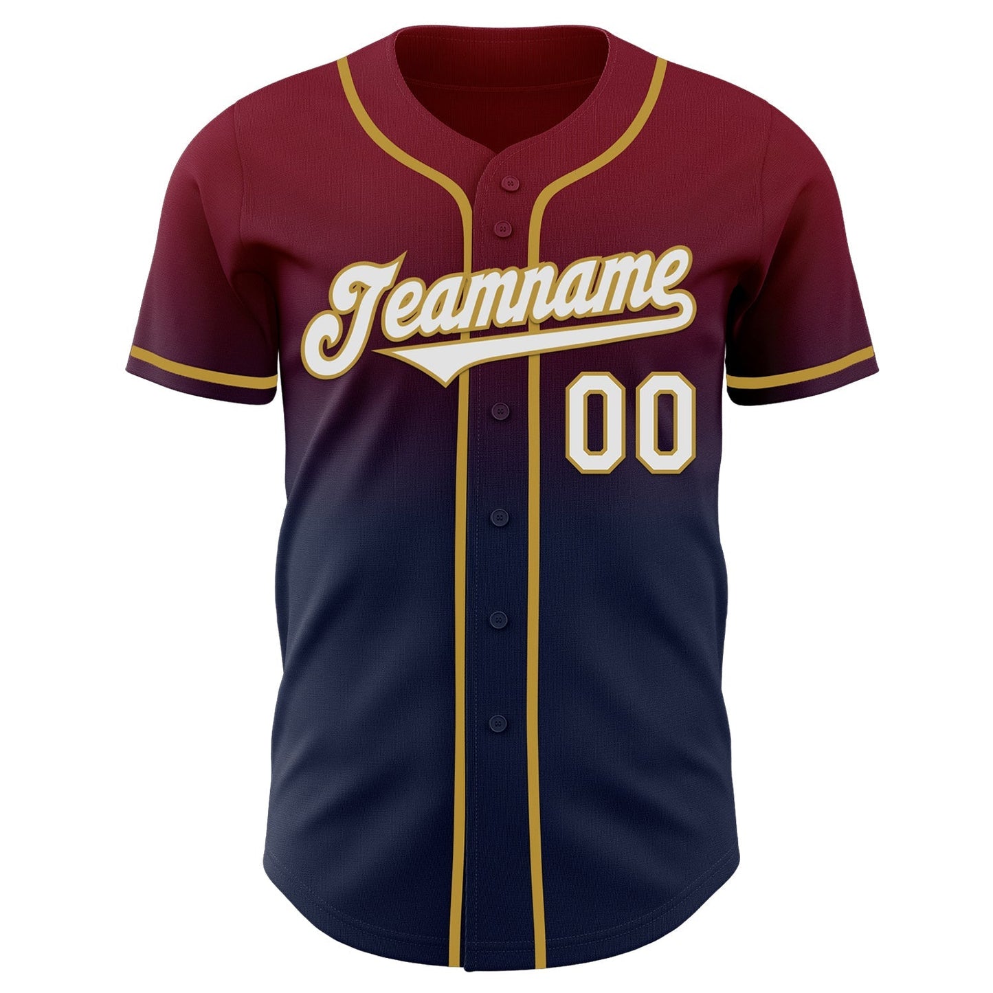 Custom Crimson Navy-Old Gold Authentic Fade Fashion Baseball Jersey baseball jersey product view 2