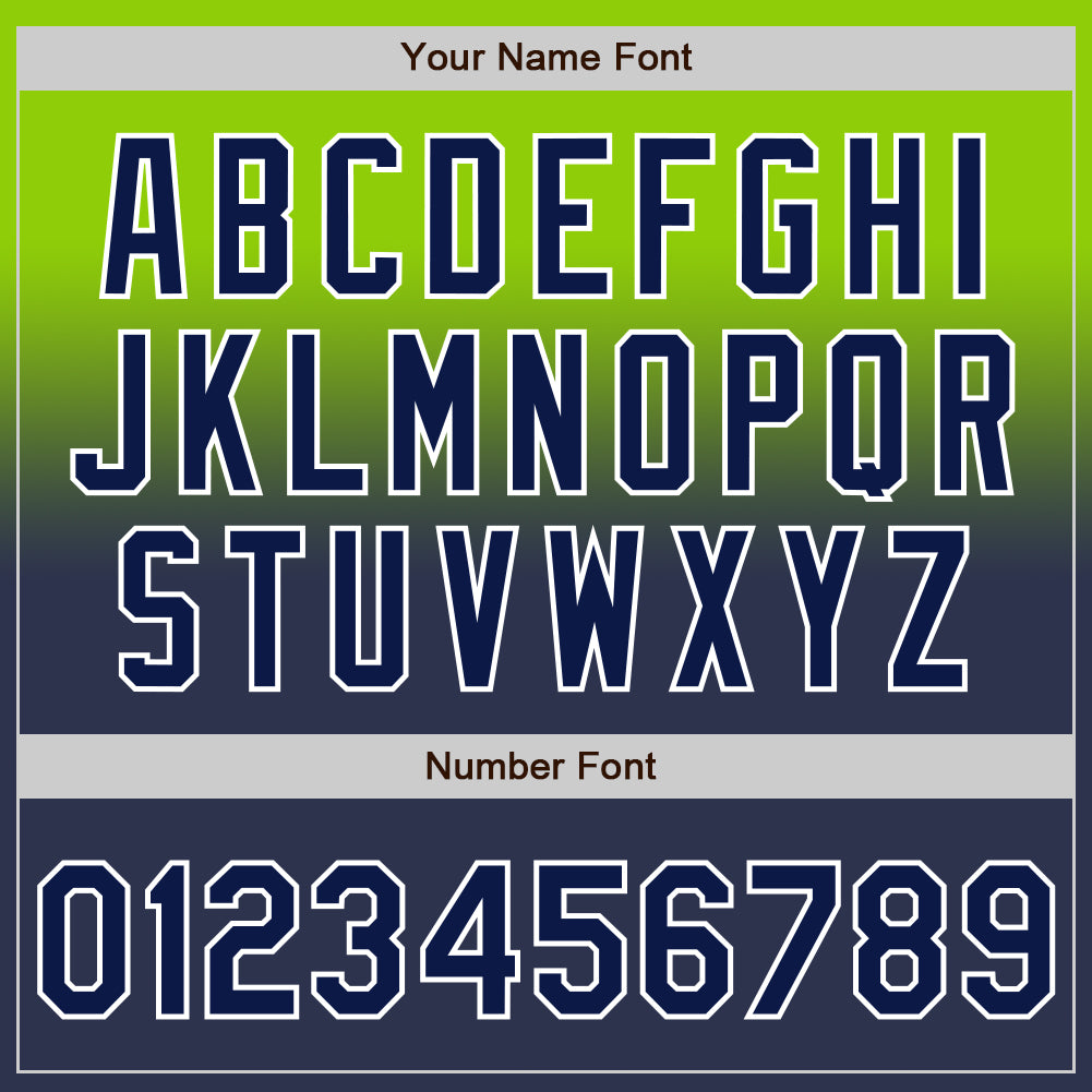 Custom Neon Green Navy-White Authentic Fade Fashion Baseball Jersey baseball jersey product view 5