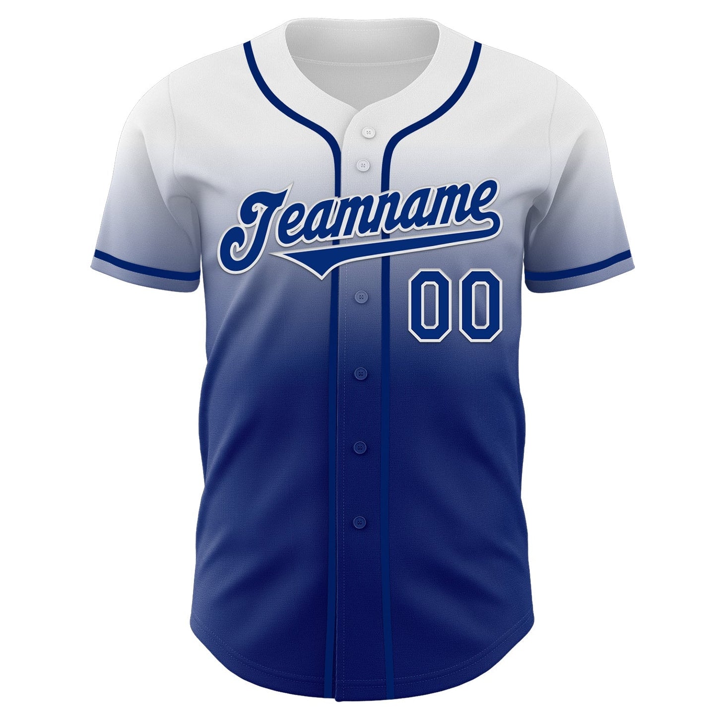 Custom White Royal Authentic Fade Fashion Baseball Jersey baseball jersey product view 2