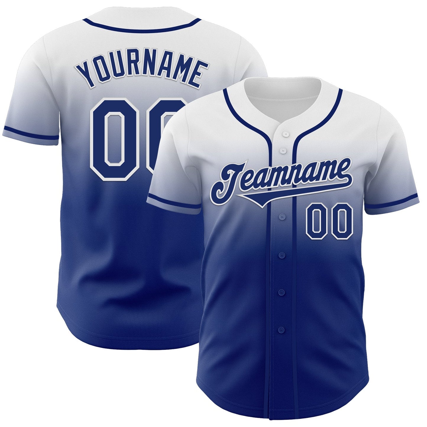 Custom White Royal Authentic Fade Fashion Baseball Jersey baseball jersey product view 1