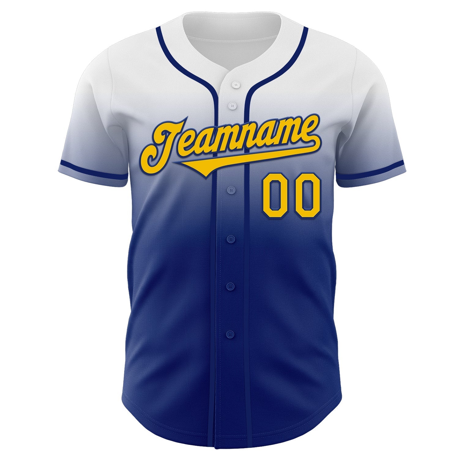 Custom White Yellow-Royal Authentic Fade Fashion Baseball Jersey baseball jersey product view 2