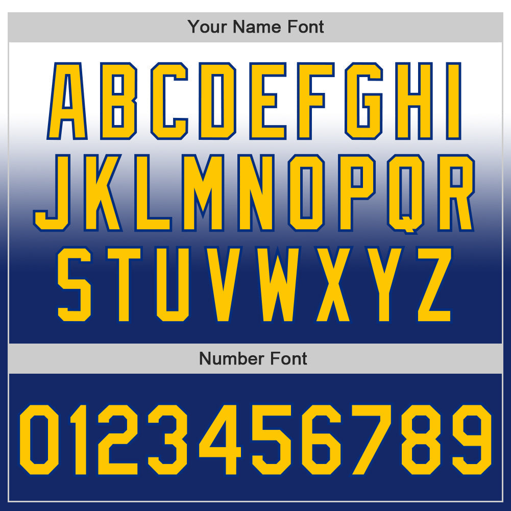 Custom White Yellow-Royal Authentic Fade Fashion Baseball Jersey baseball jersey product view 5