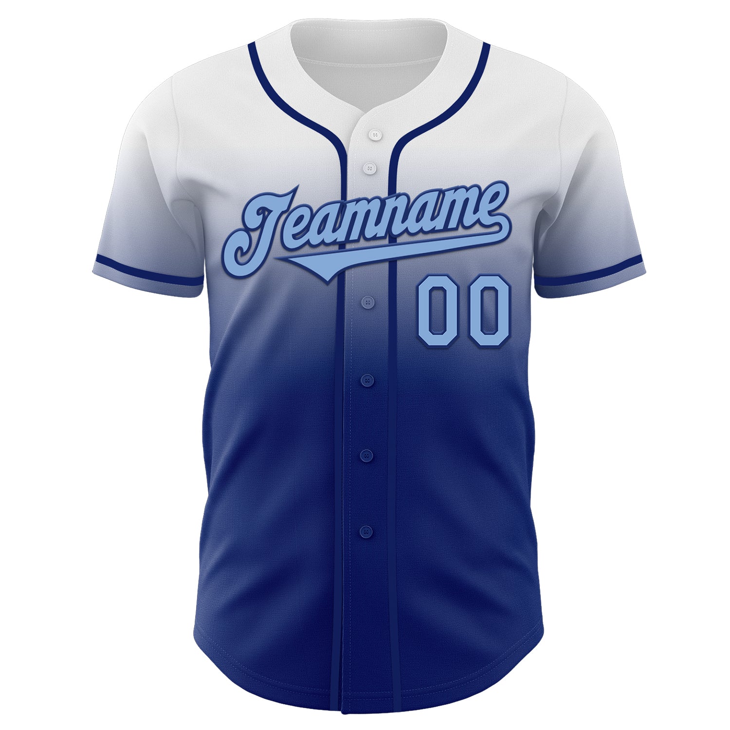 Custom White Light Blue-Royal Authentic Fade Fashion Baseball Jersey baseball jersey product view 2