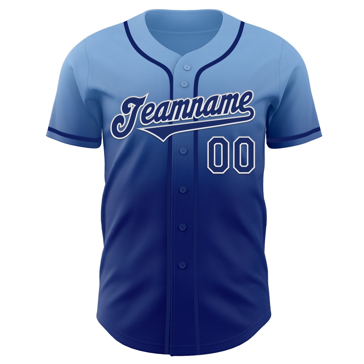 Custom Light Blue Royal-White Authentic Fade Fashion Baseball Jersey baseball jersey product view 2