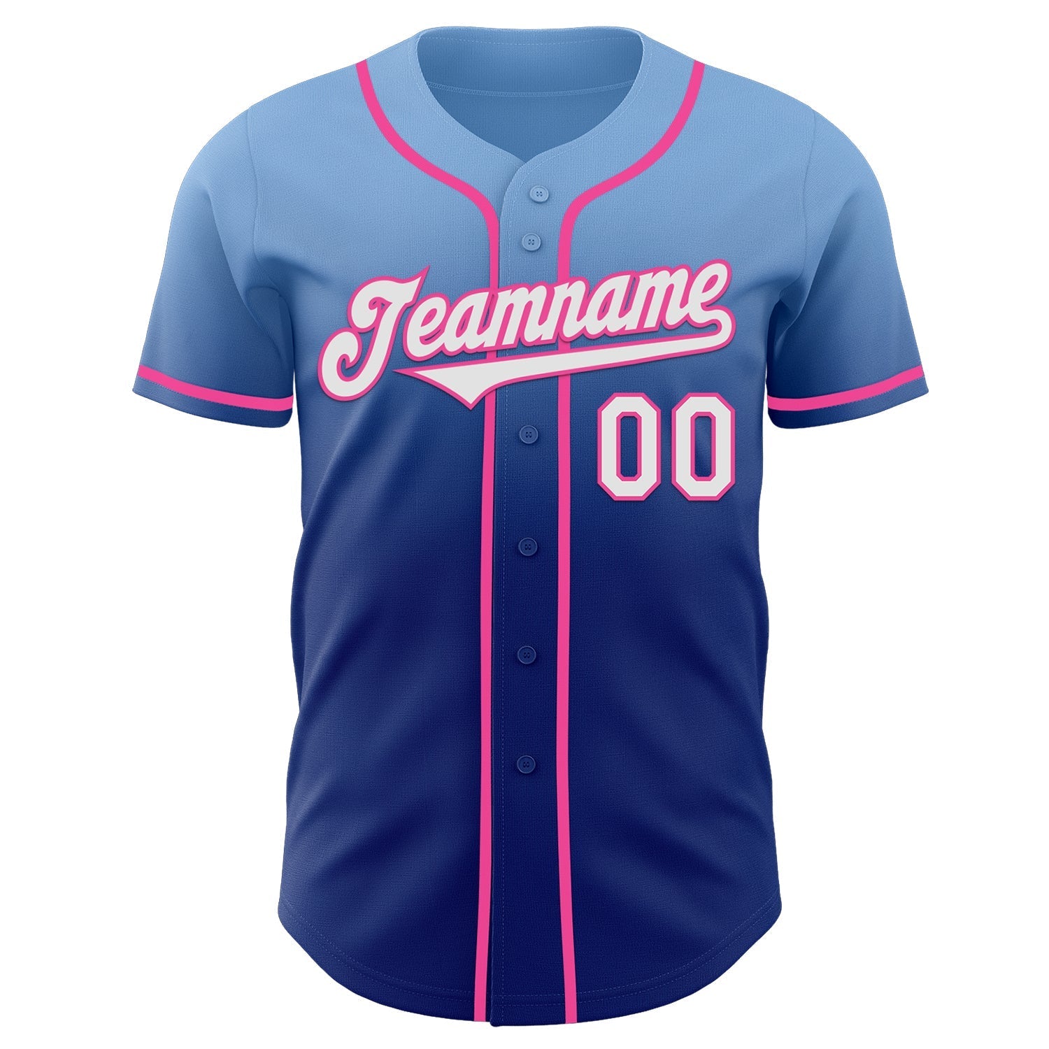 Custom Light Blue White Royal-Pink Authentic Fade Fashion Baseball Jersey baseball jersey product view 2