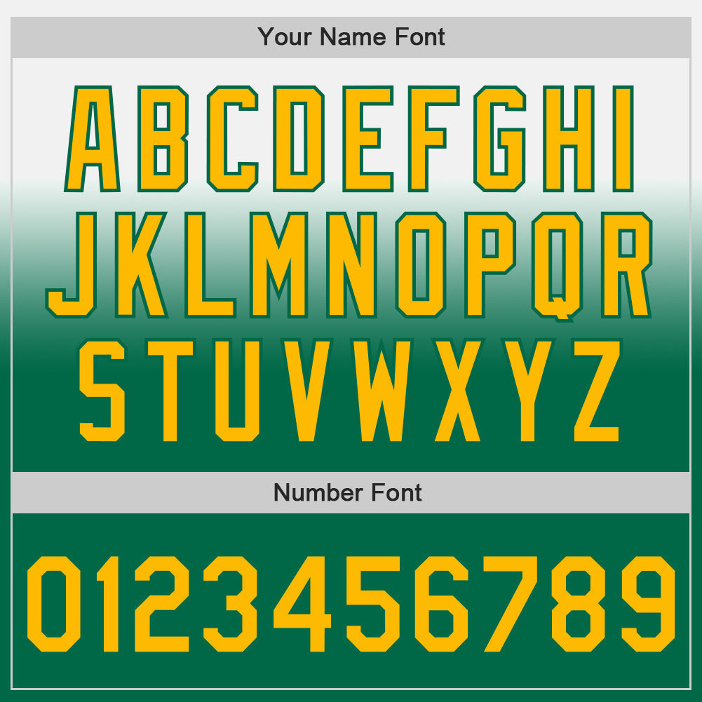Custom White Gold-Kelly Green Authentic Fade Fashion Baseball Jersey baseball jersey product view 5
