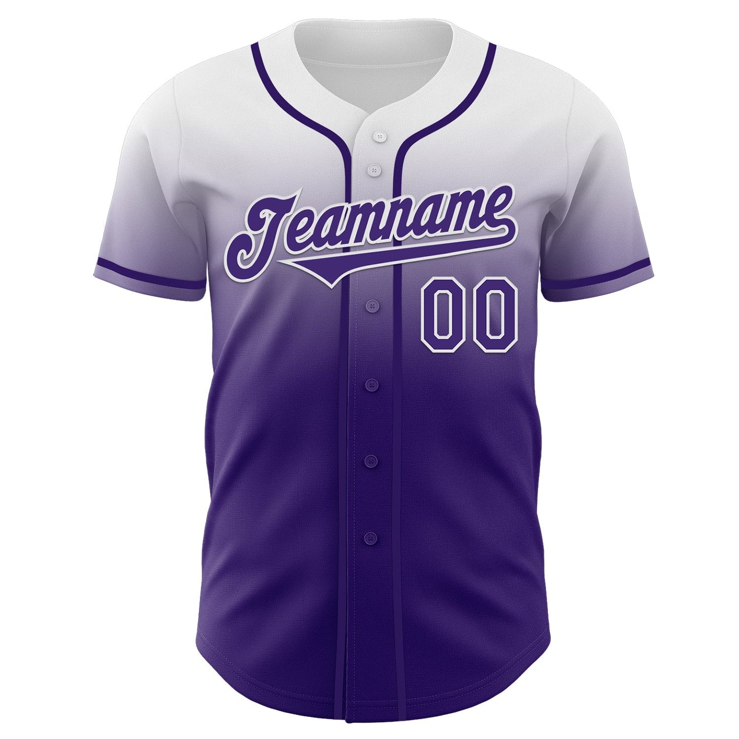 Custom White Purple Authentic Fade Fashion Baseball Jersey baseball jersey product view 2