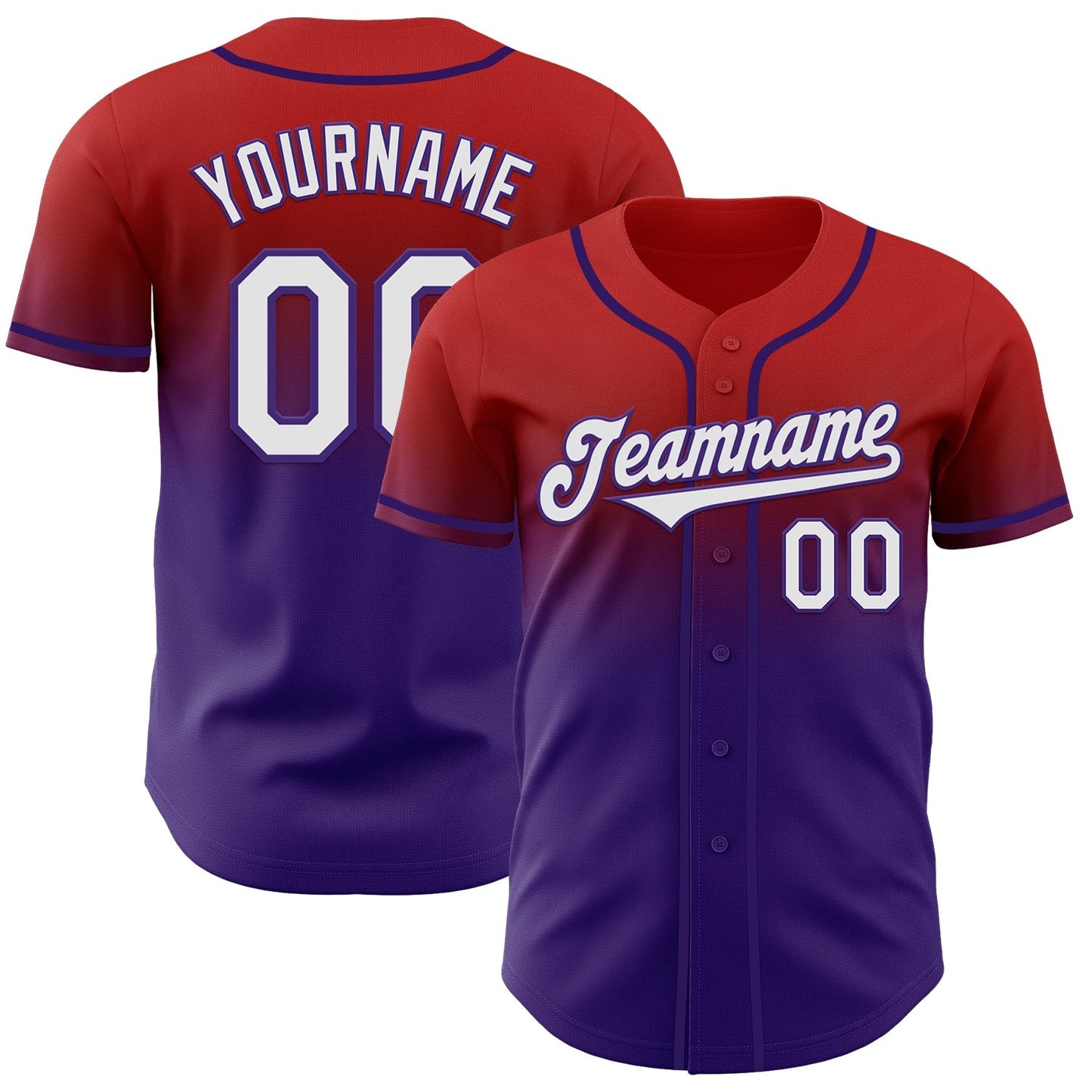 Custom Red White-Purple Authentic Fade Fashion Baseball Jersey baseball jersey product view 1