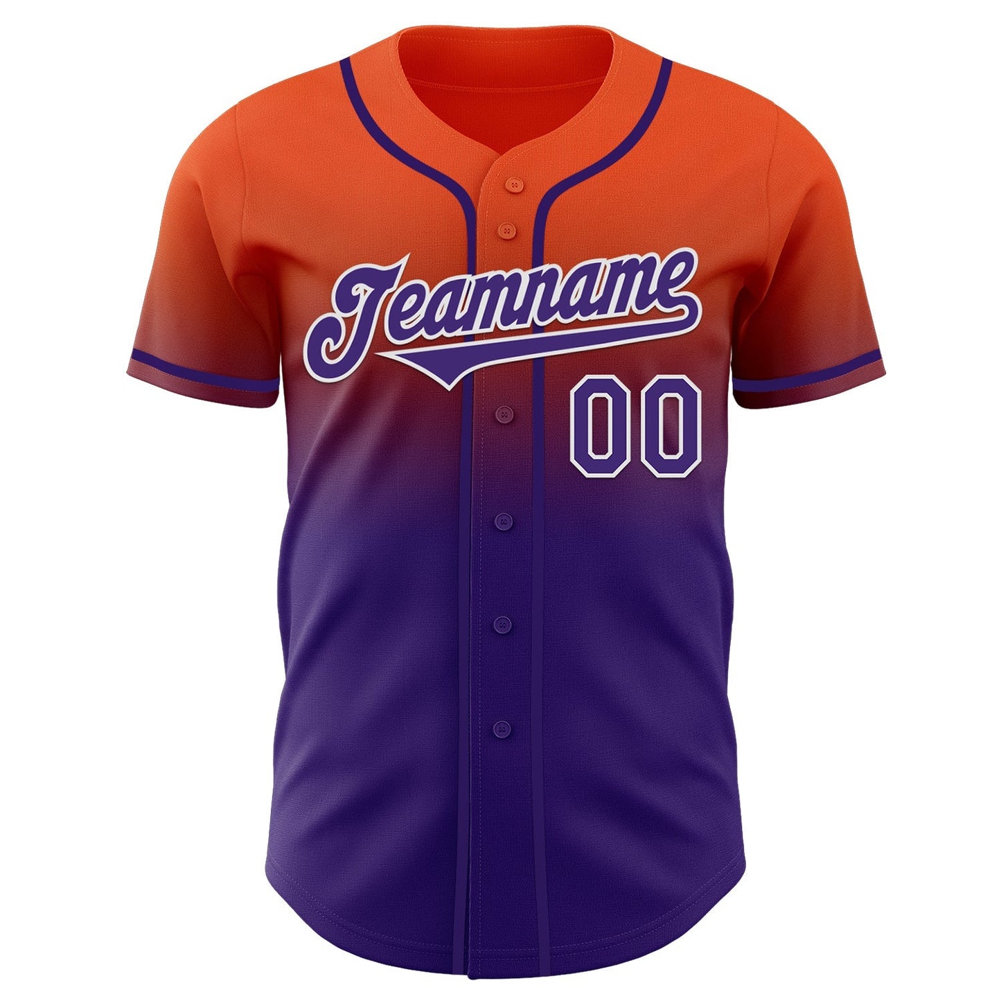 Custom Orange Purple-White Authentic Fade Fashion Baseball Jersey baseball jersey product view 2